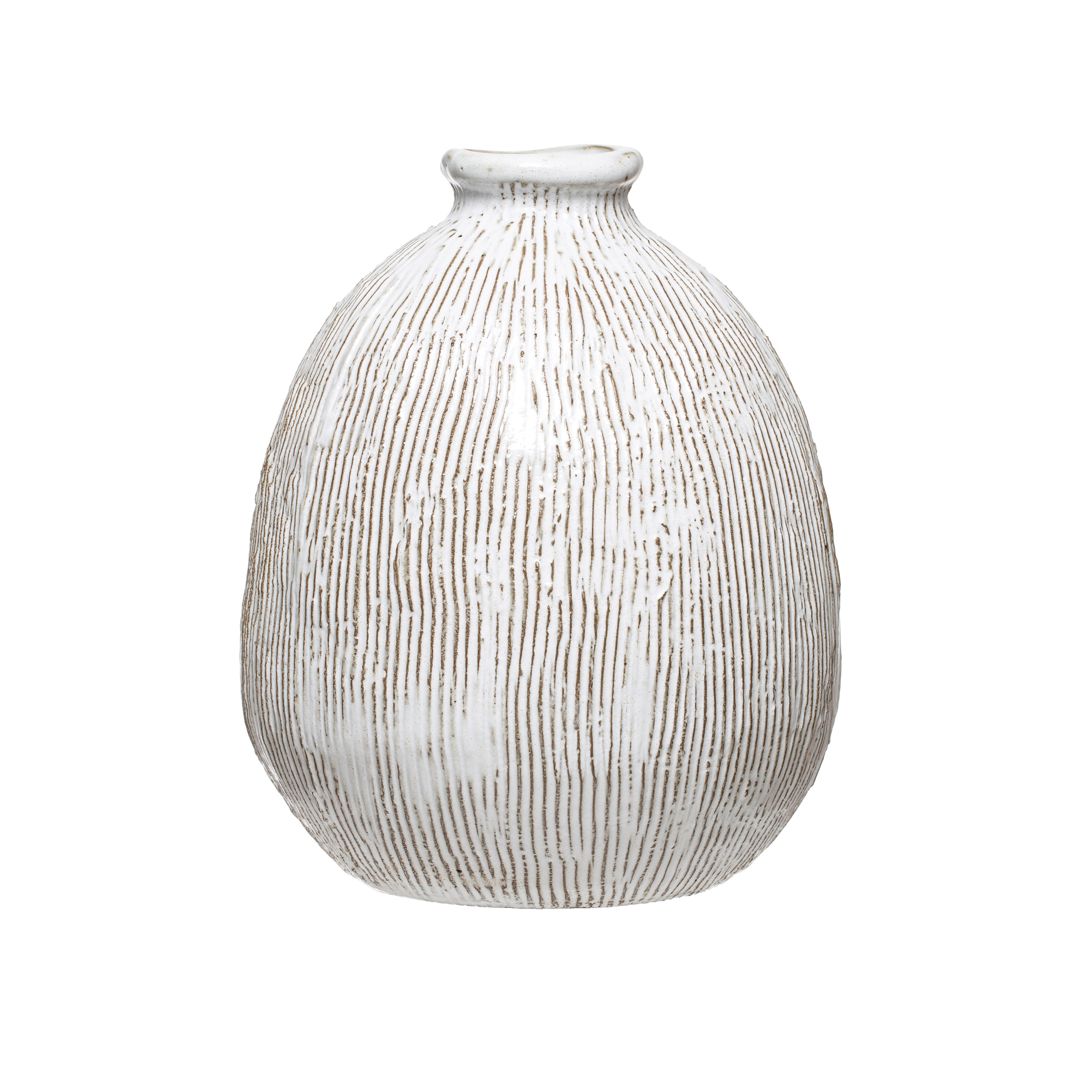 Terra cotta Vase, White - Creative Co-Op