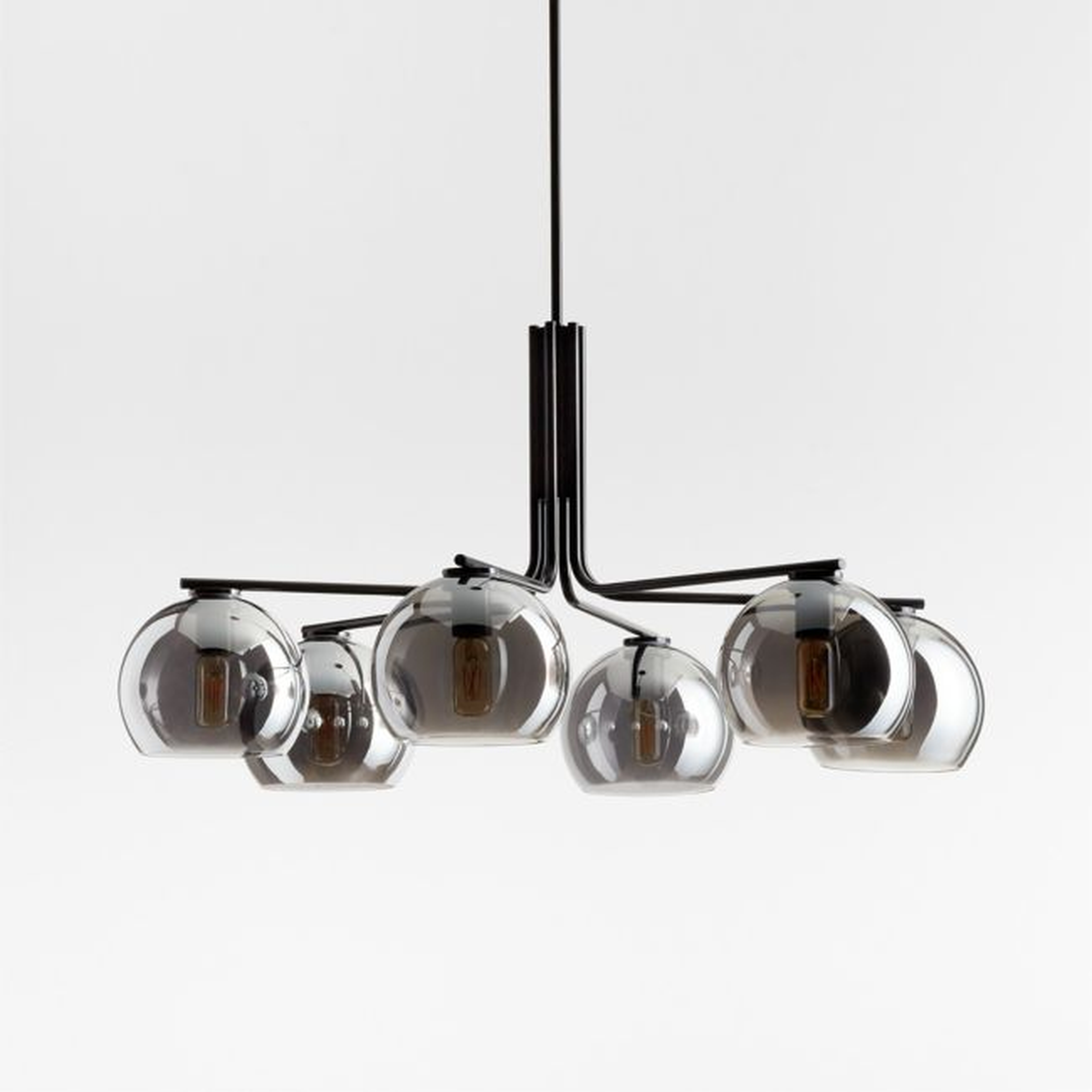 Arren Black Chandelier Light with Round Silver Glass Shades - Crate and Barrel