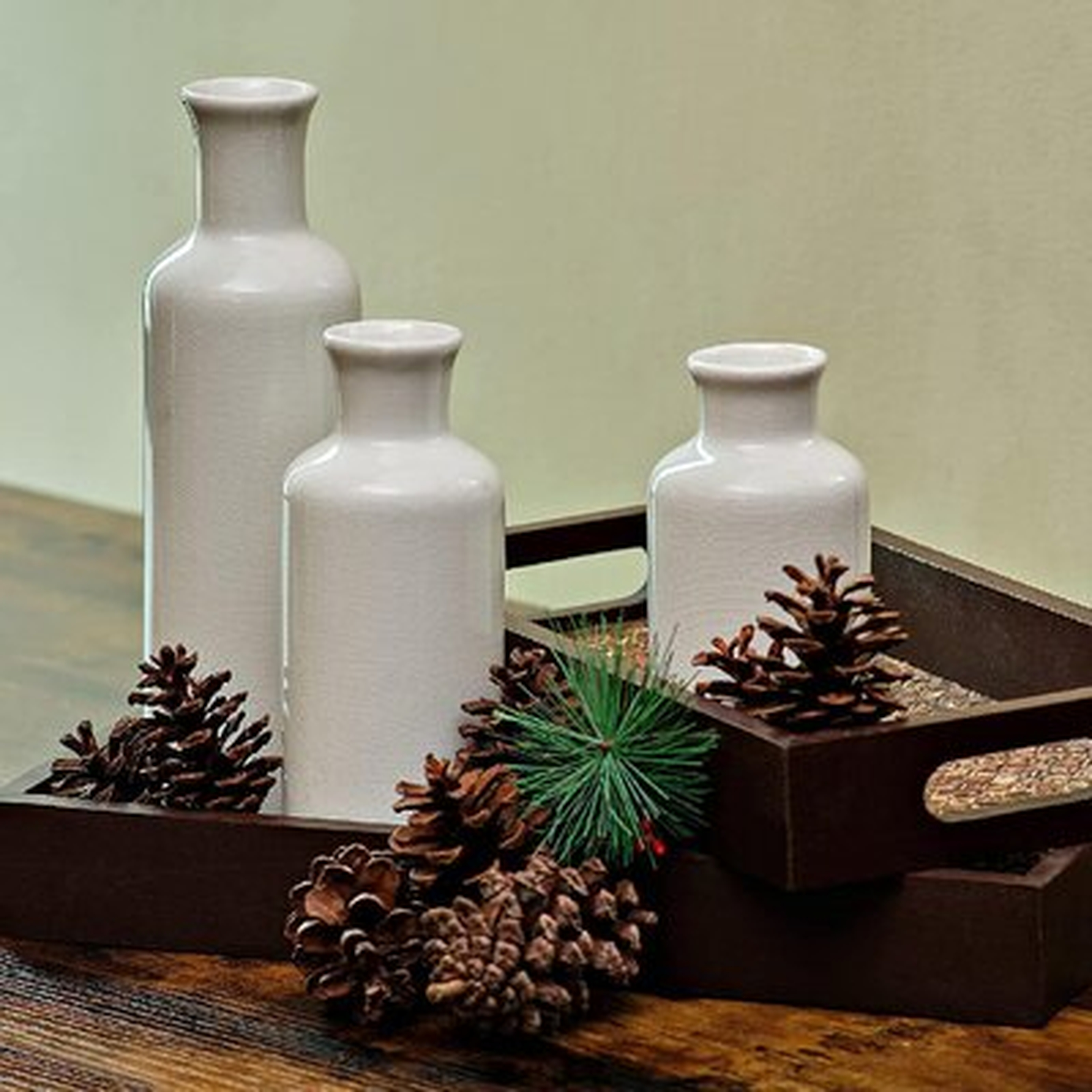 Farmhouse White Vases For Decor Set Of 3, Ceramic Vases For Home Decor Accent, Farmhouse Vase Sets For Decor, Rustic Ceramic Vase Set, White Vase Set Of 3 Decorative Vases, Home Decor Vases Sets Of 3 - Wayfair