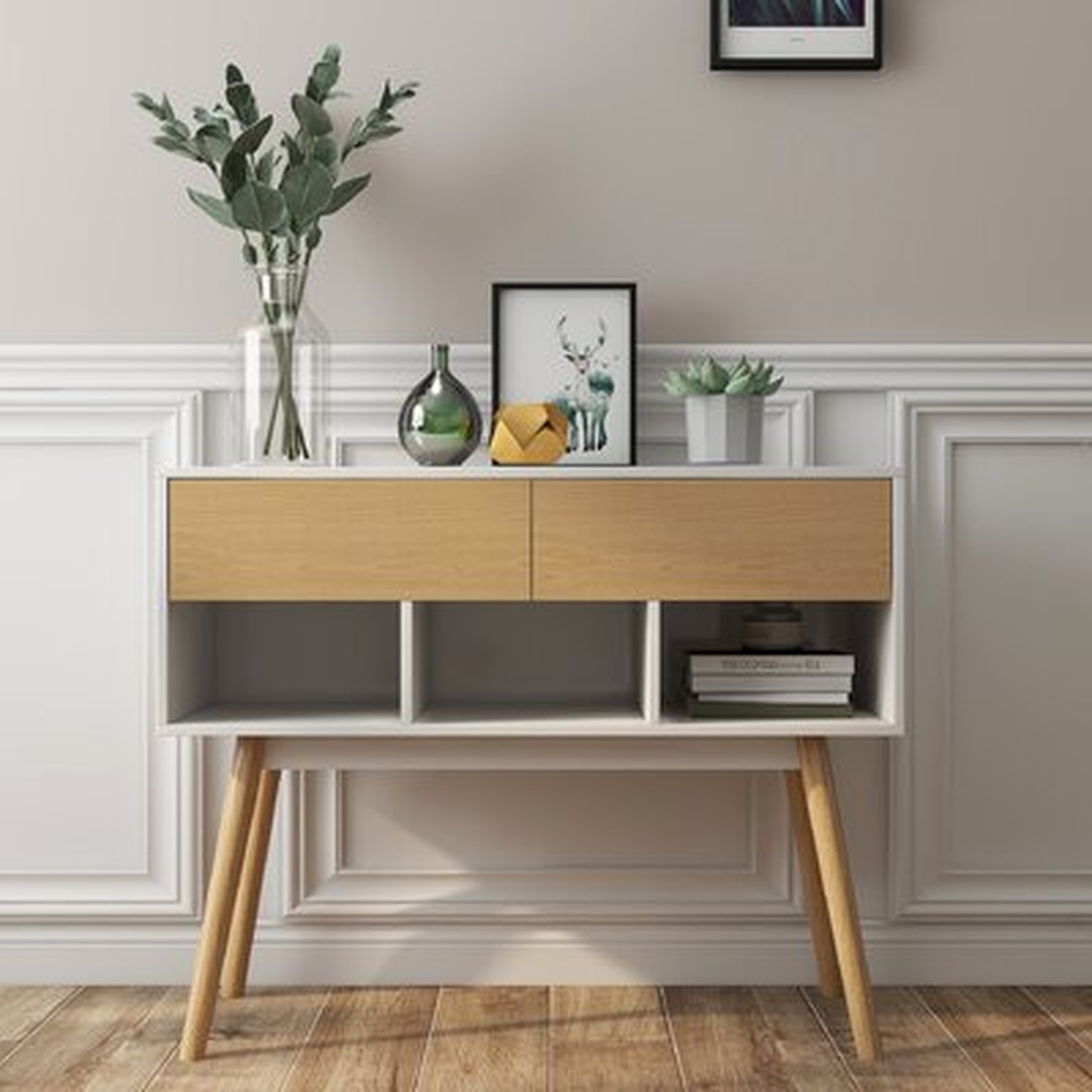 Console Table-Solid Rubber Wood Drawer Front And Legs - Wayfair