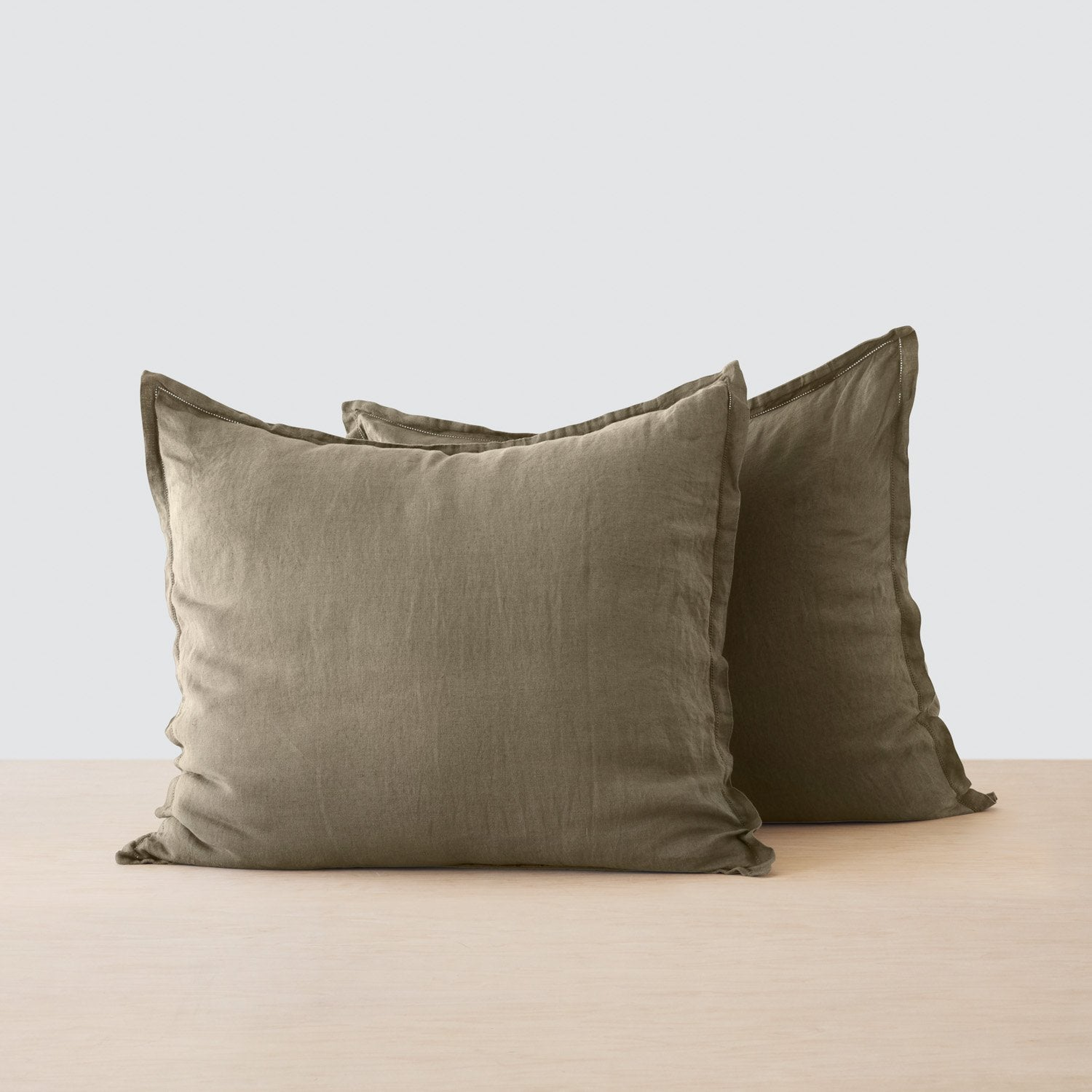 The Citizenry Stonewashed Linen Euro Shams | Olive - The Citizenry