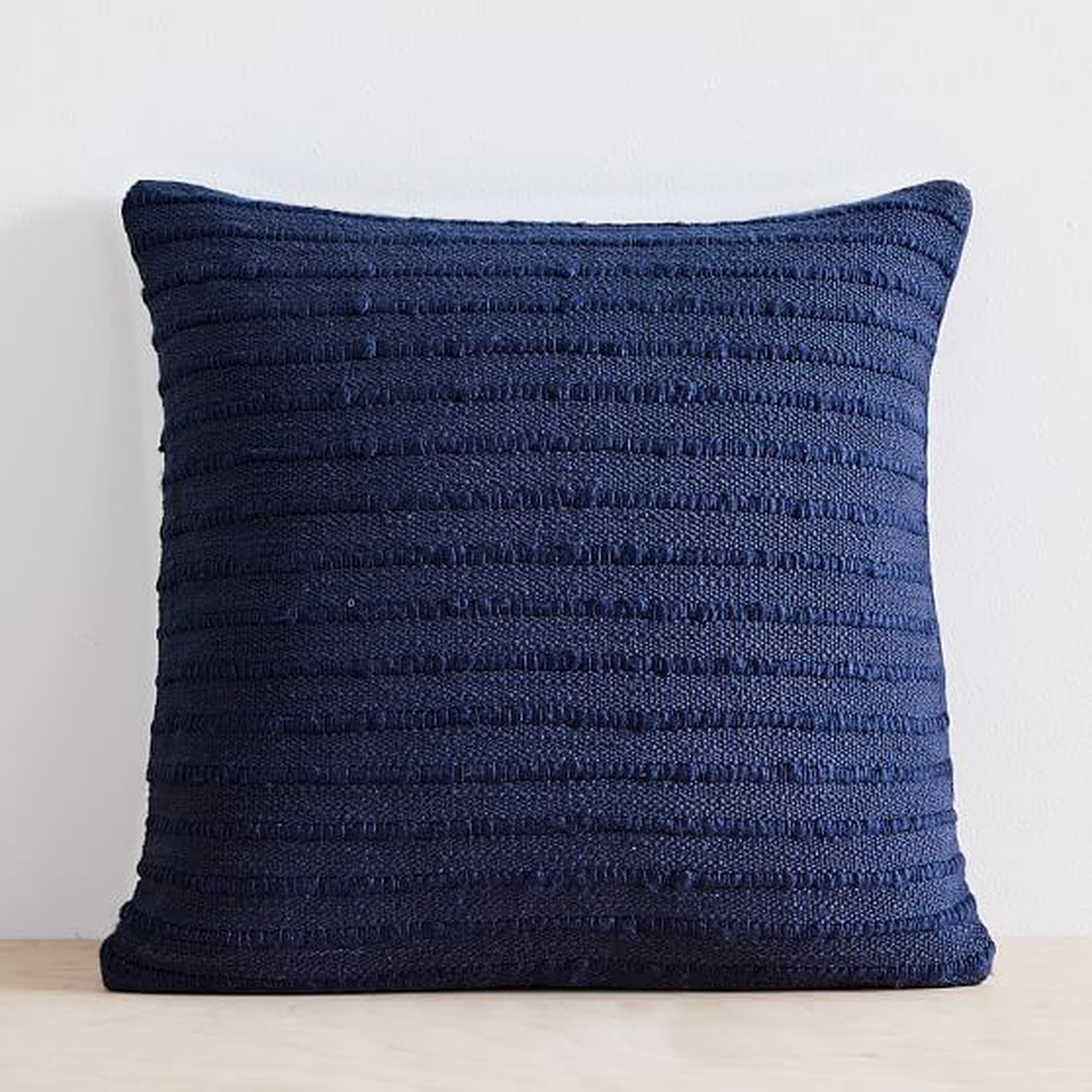 Soft Corded Pillow Cover with Down Alternative Insert, Midnight, 20"x20" - West Elm