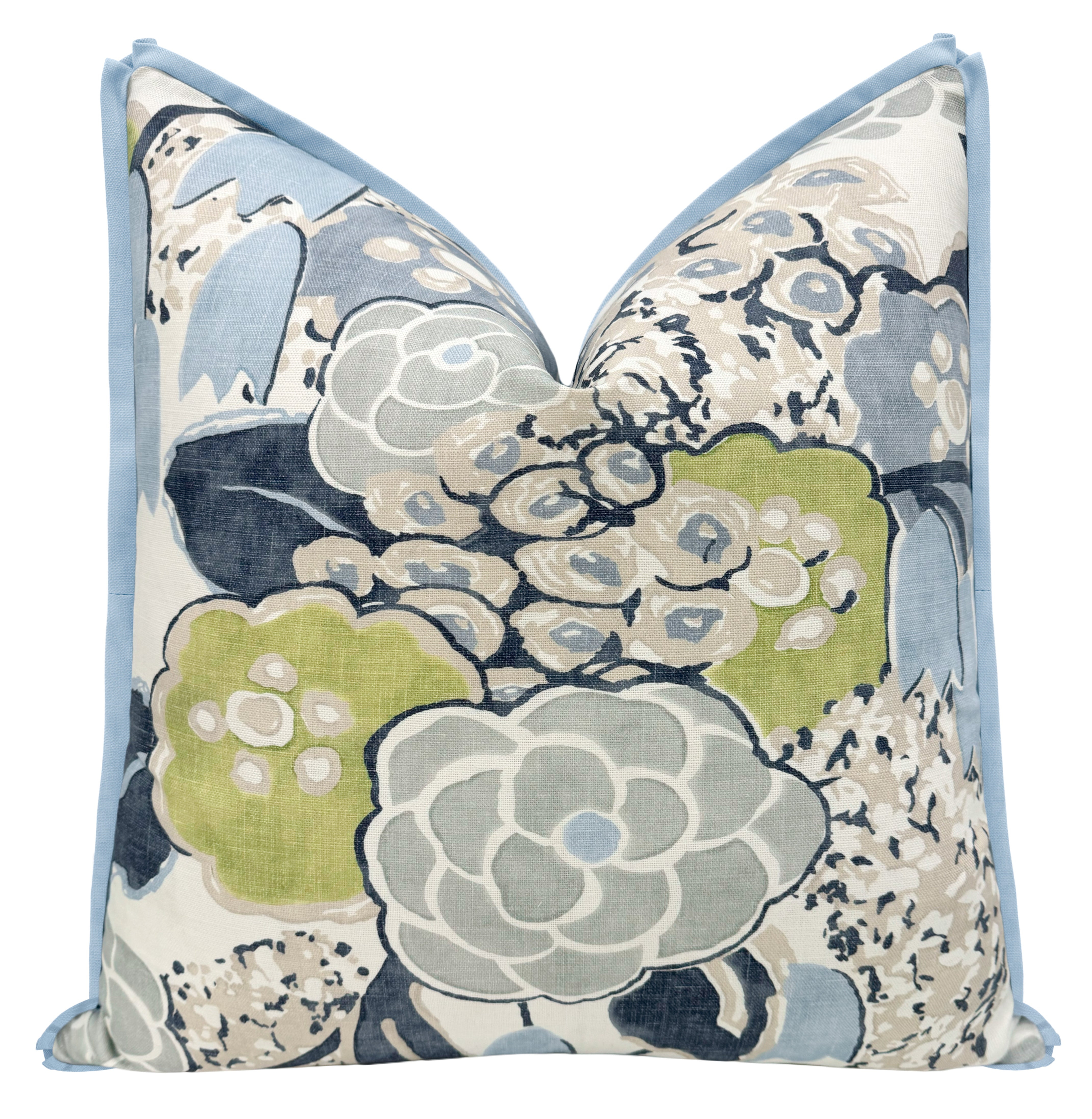 LAURA // CITRUS AND BLUE | THIBAUT - 20" X 20" / CORDING / Chartreuse - Little Design Company