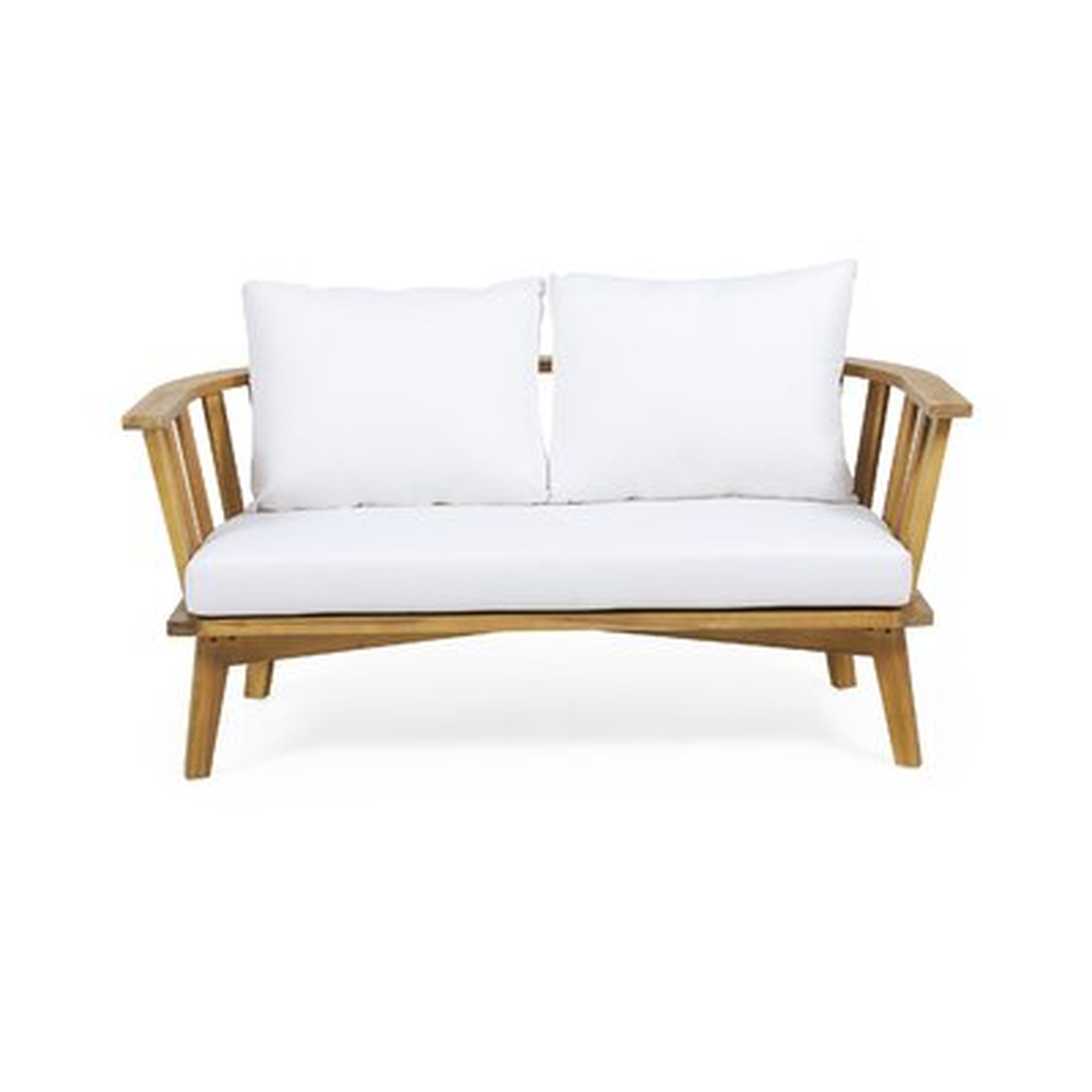 Outdoor Wooden Loveseat With Cushions - Wayfair