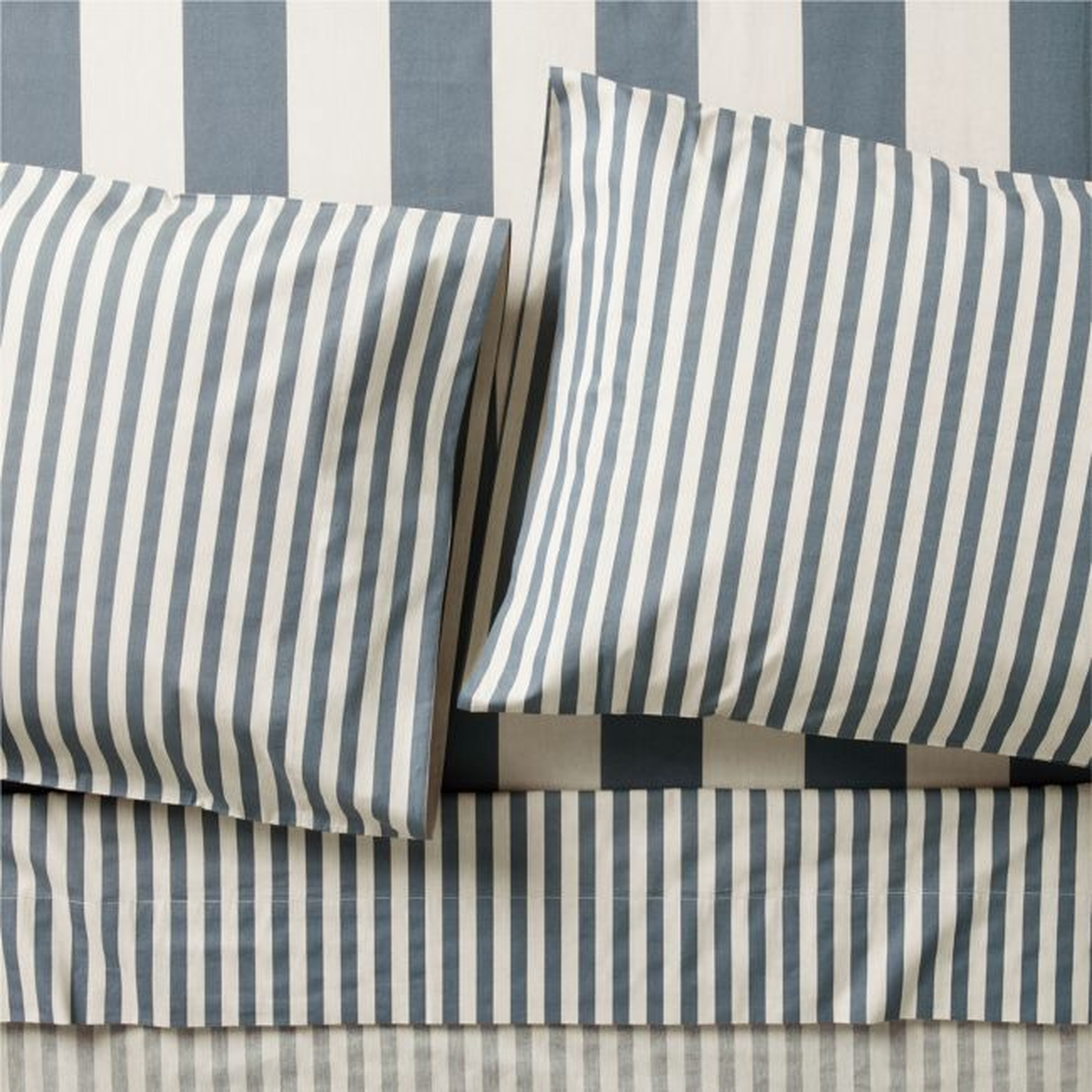 Riviera Slate Blue and Oatmeal Stripe Organic Cotton Kids Full Sheet Set - Crate & Kids