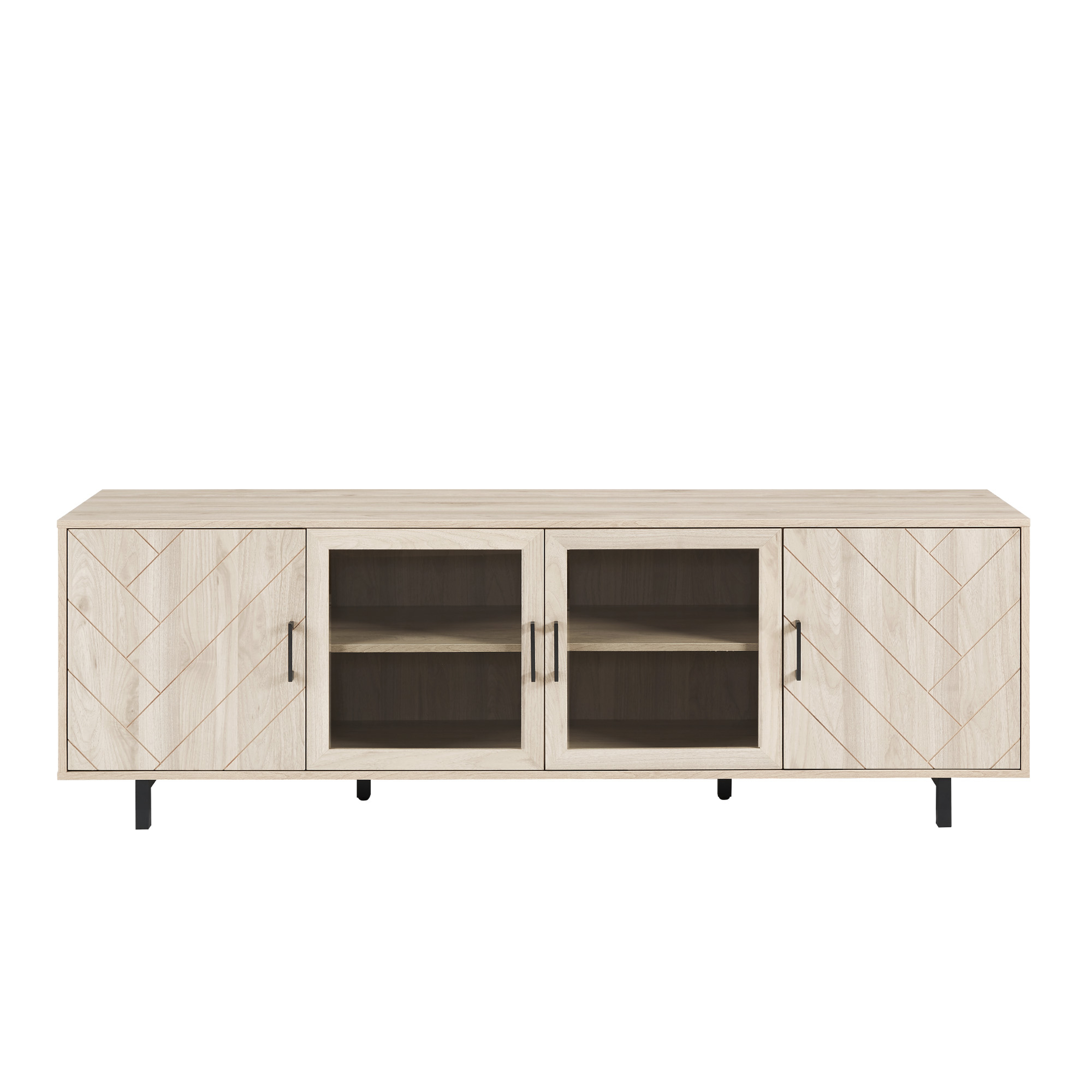 70" Herringbone Groove 4 Door TV Stand - Birch - Walker Edison