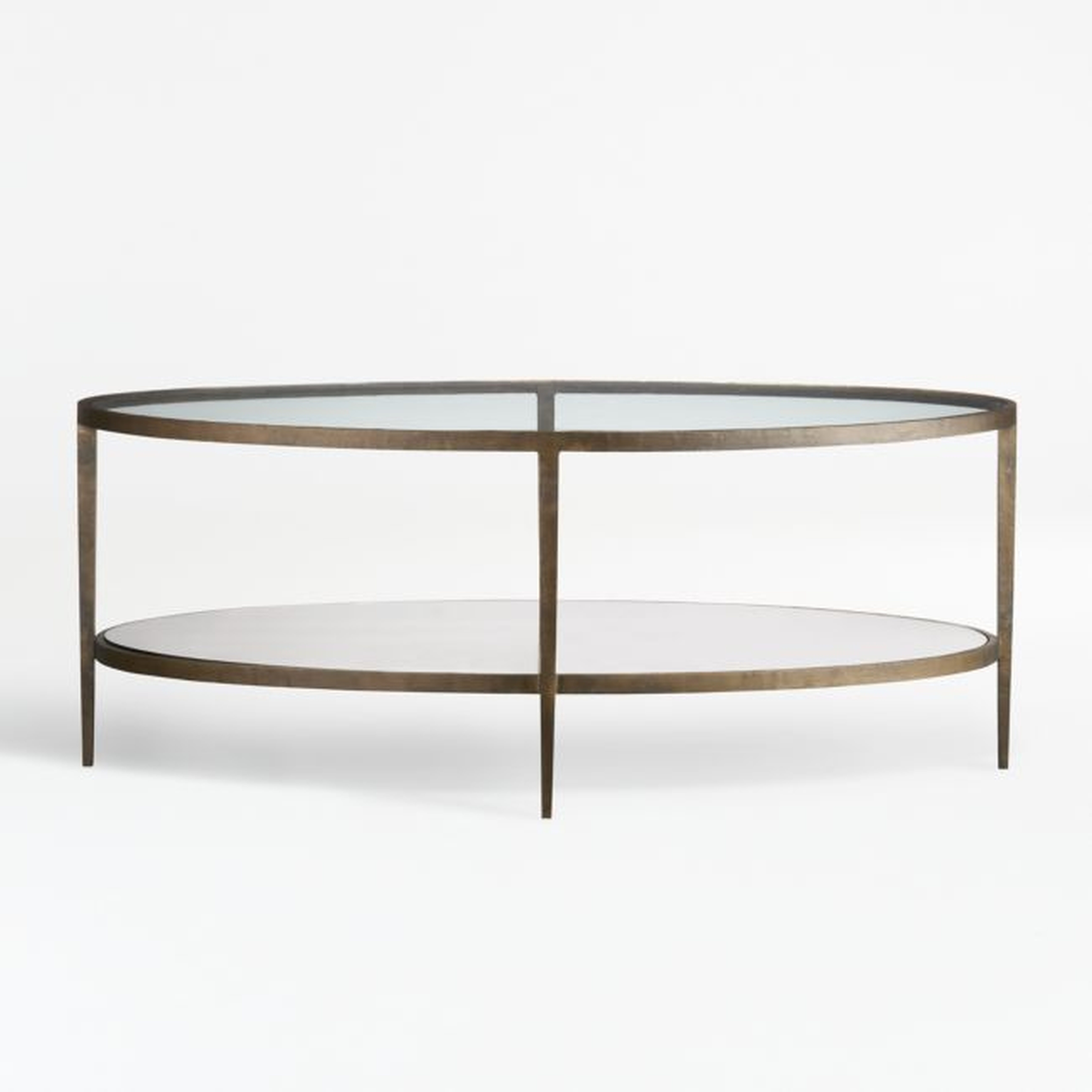 Clairemont Metal and Glass 48" Oval Coffee Table with Shelf - Crate and Barrel