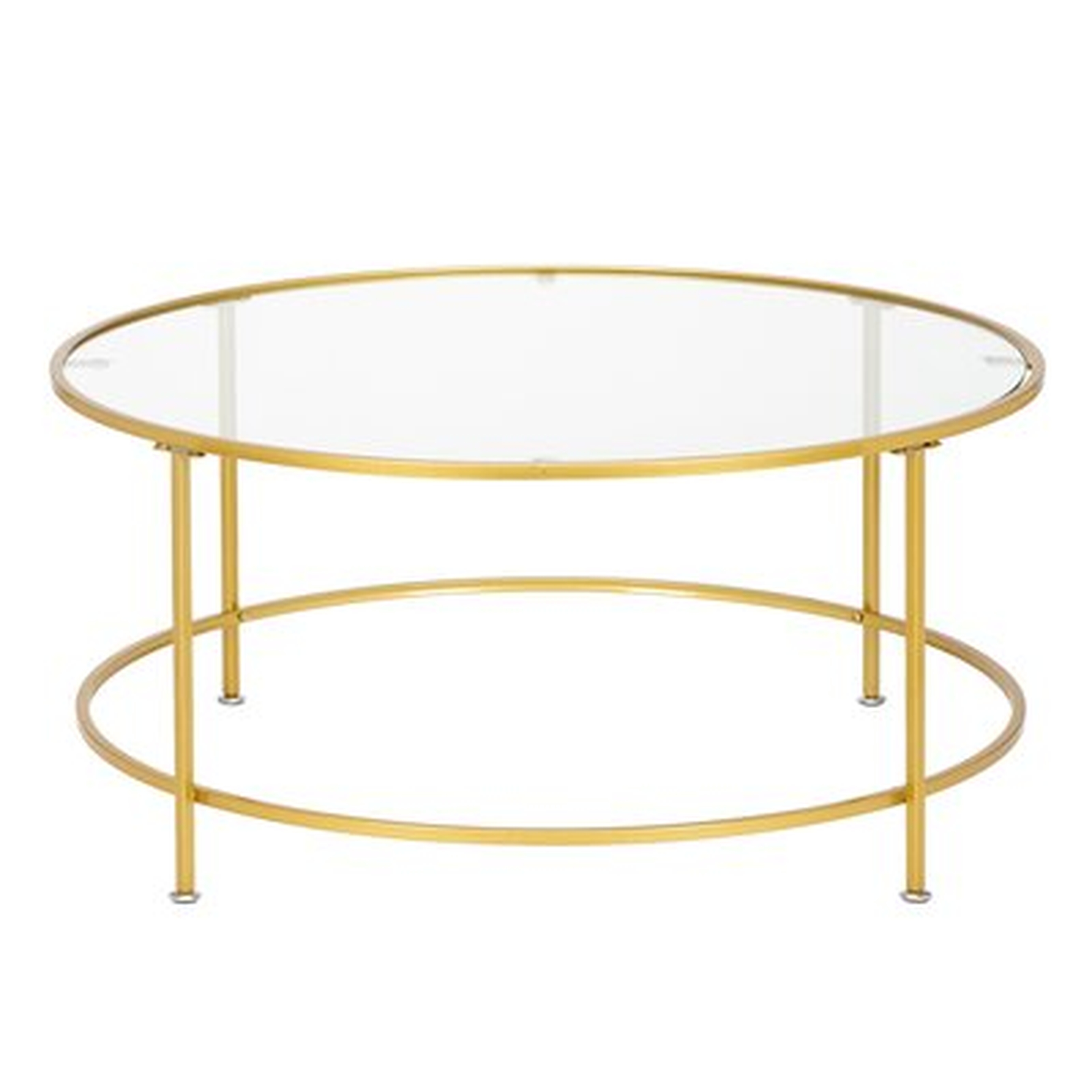 2 Layer Round Ironwork Coffee Table With Tempered Glass Countertop - Wayfair