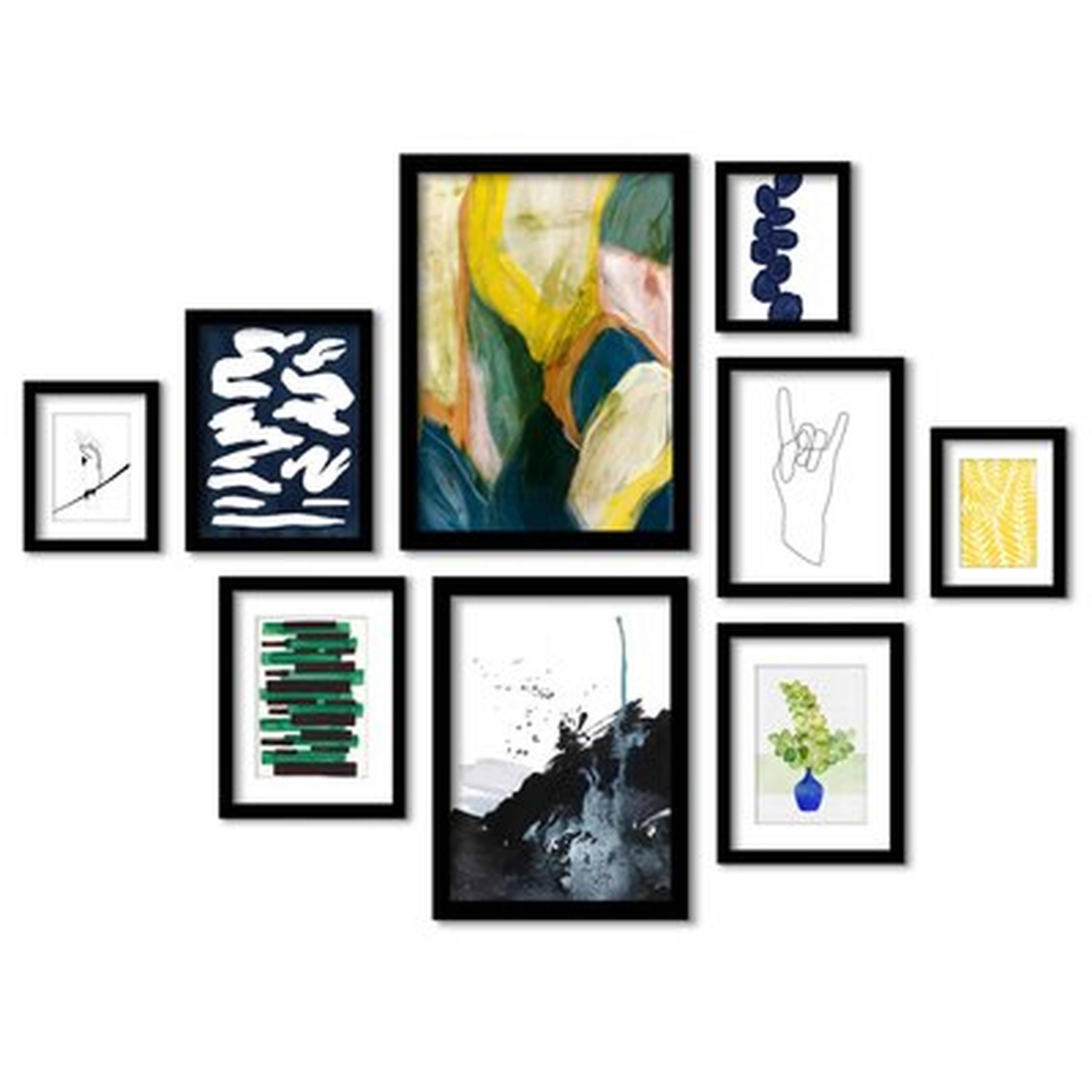 Modern Abstract Shapes - 9 Piece Picture Frame Painting - Wayfair