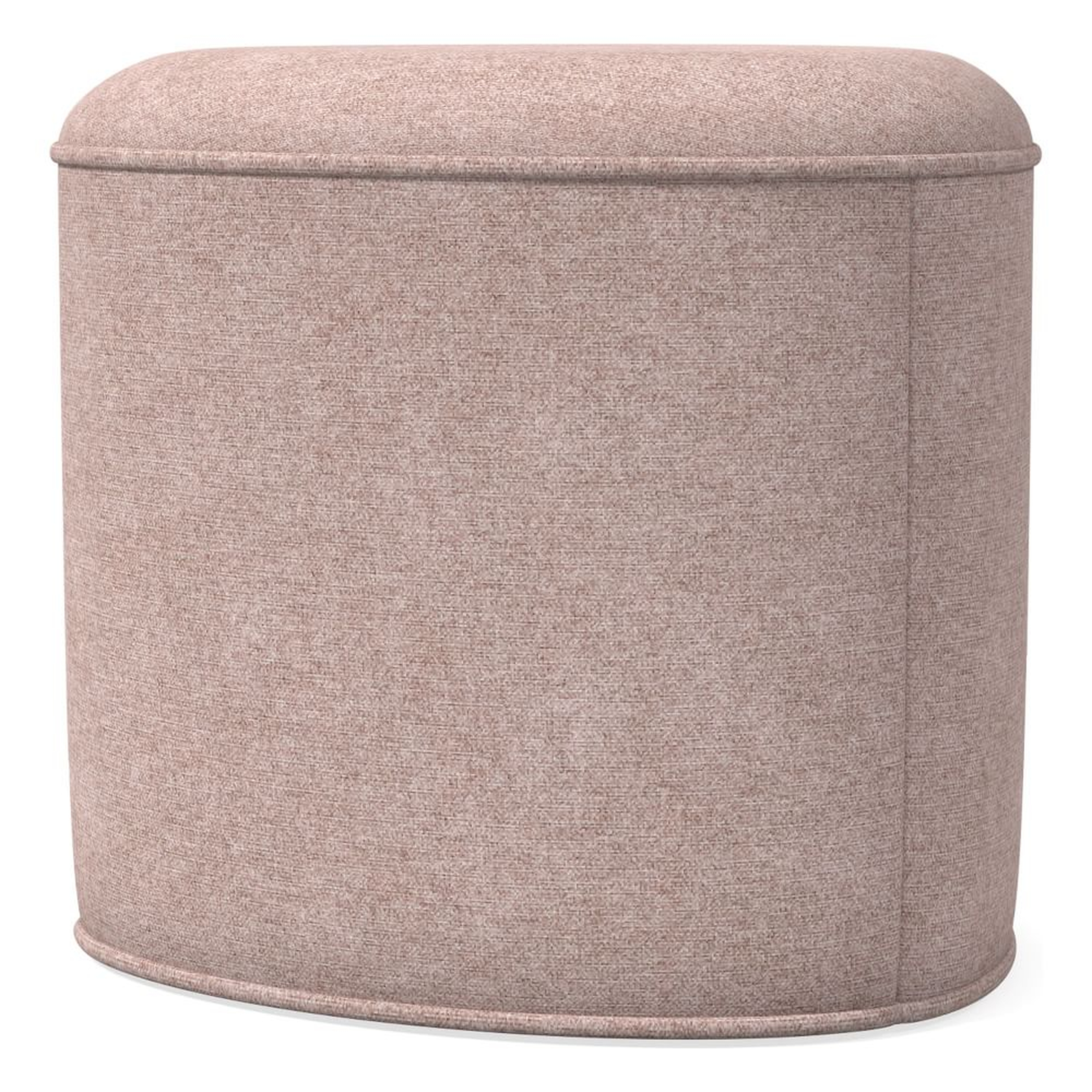 Pebble Ottoman Small, Poly, Distressed Velvet, Mauve, Concealed Supports - West Elm