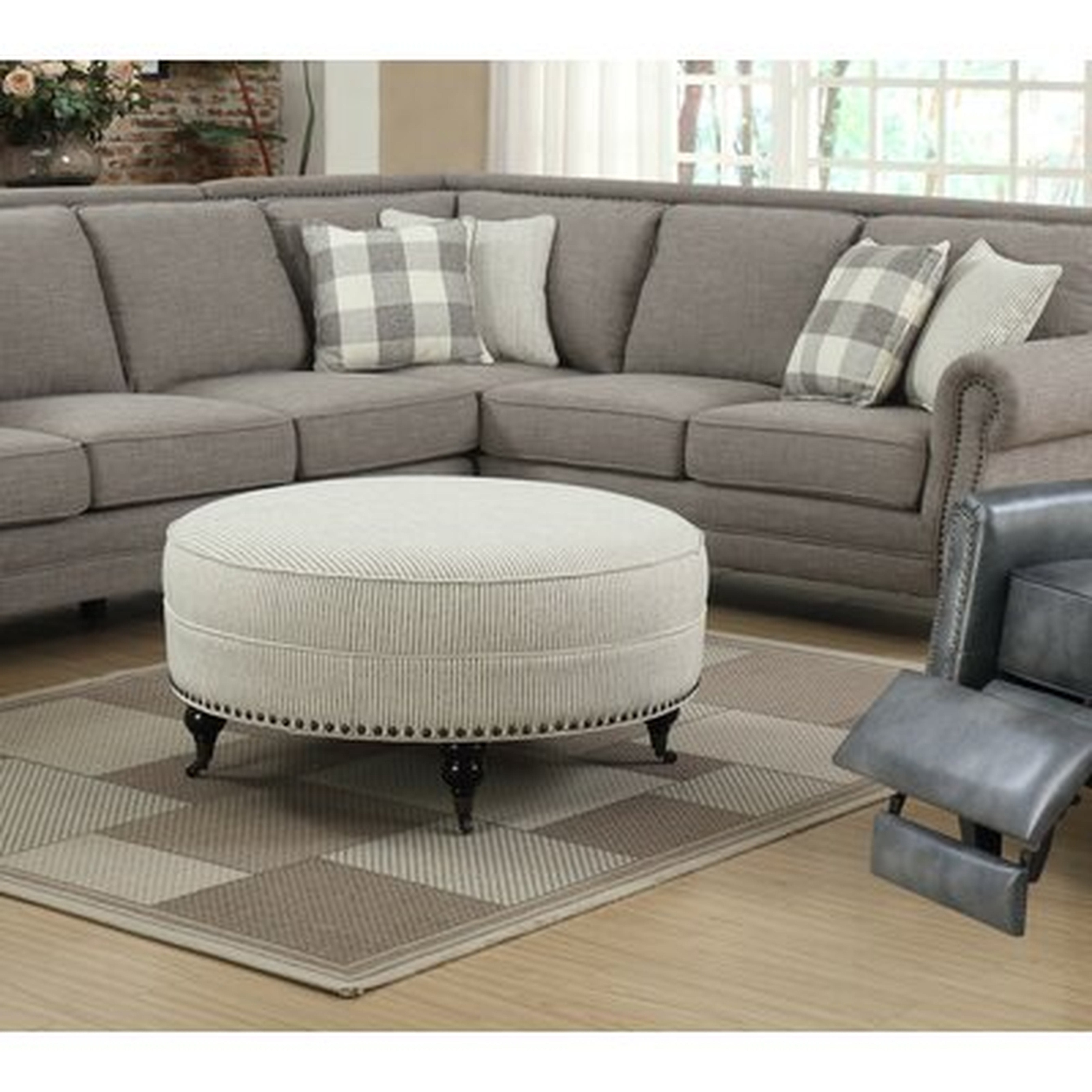 Hoyer 37.25" Wide Round Ottoman - Wayfair