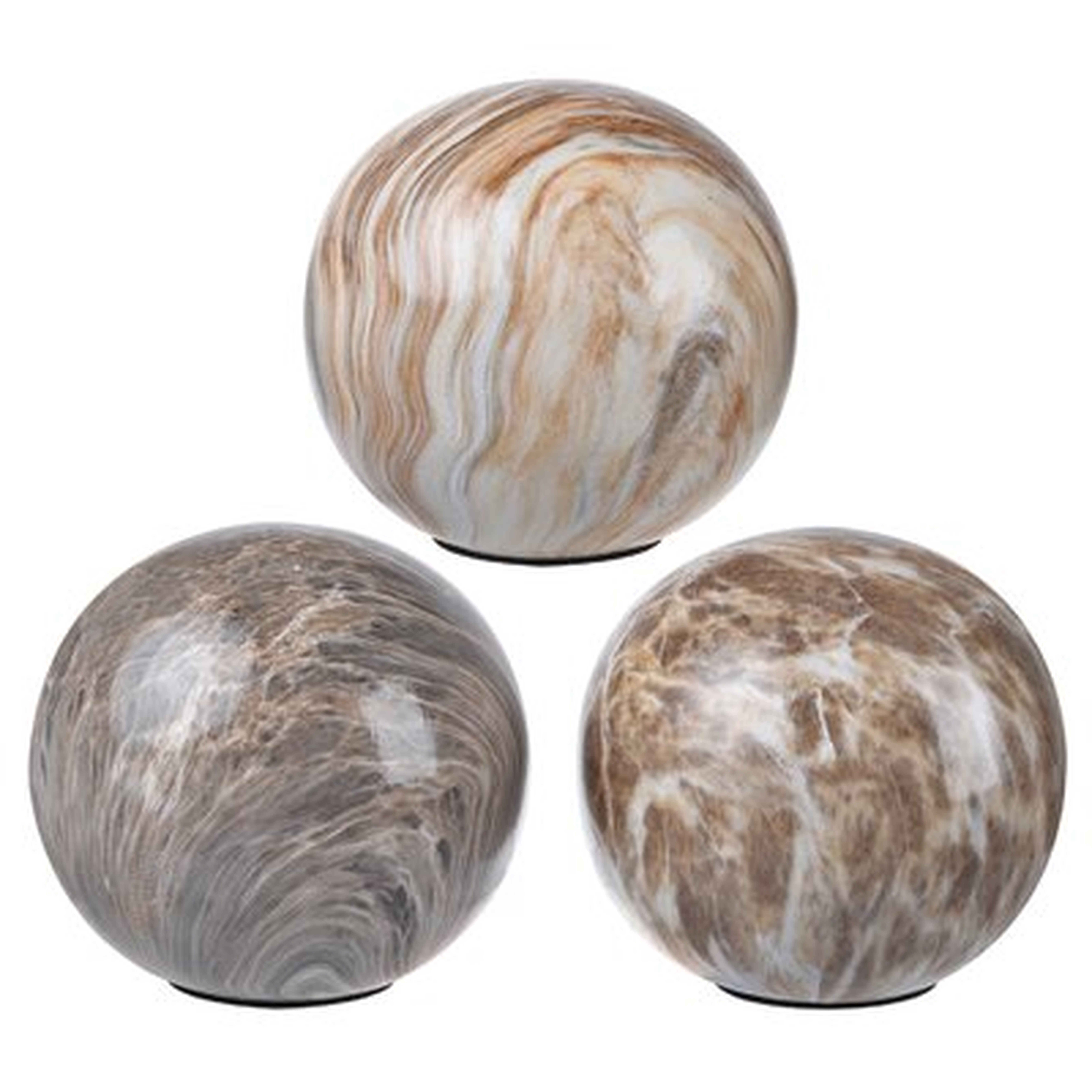 3 Piece Imaani Marbleized Ball Accents Sculpture Set In Stock 7/7 - Wayfair