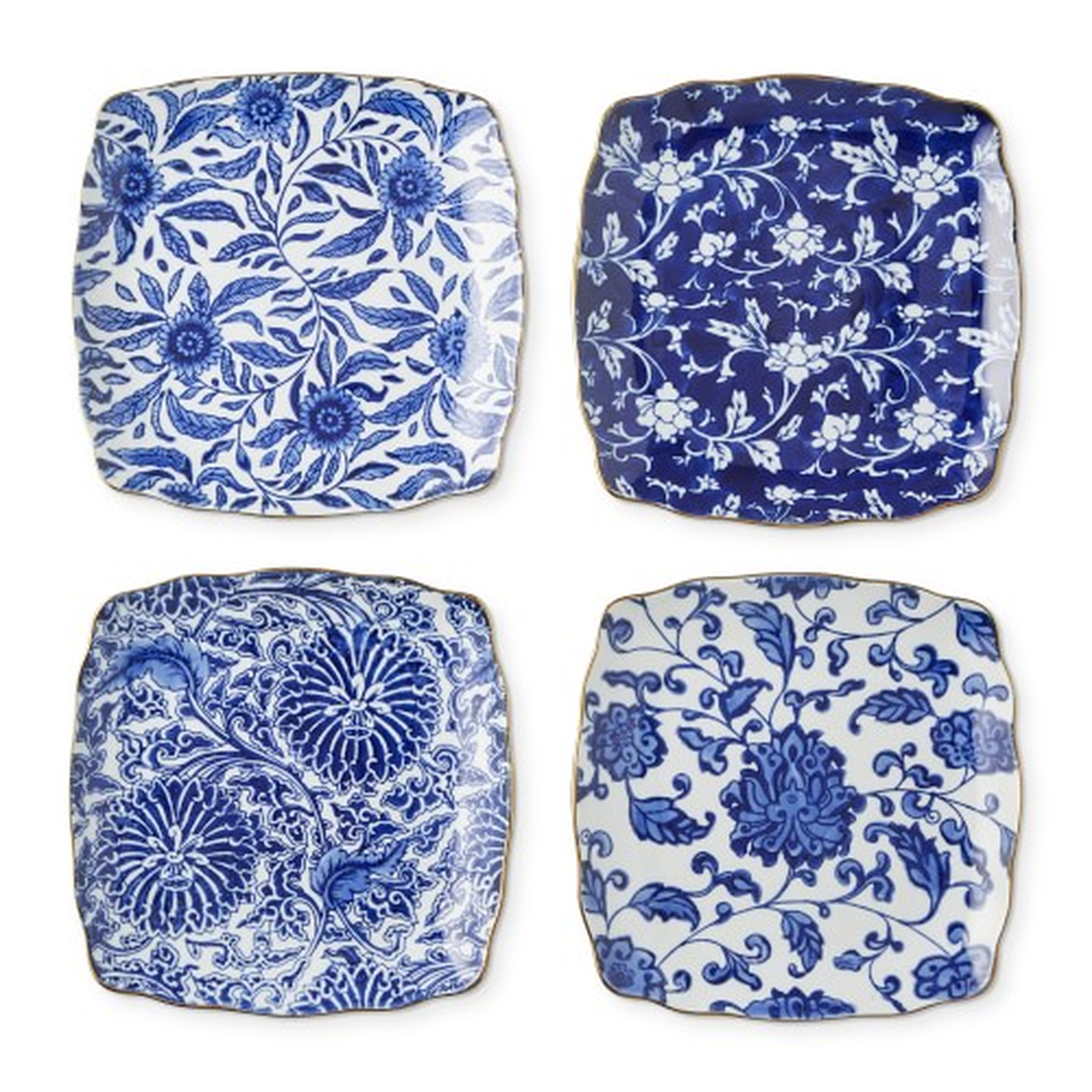 Marlo Thomas Blue Floral Appetizer Plates, Set of 4 - Williams Sonoma
