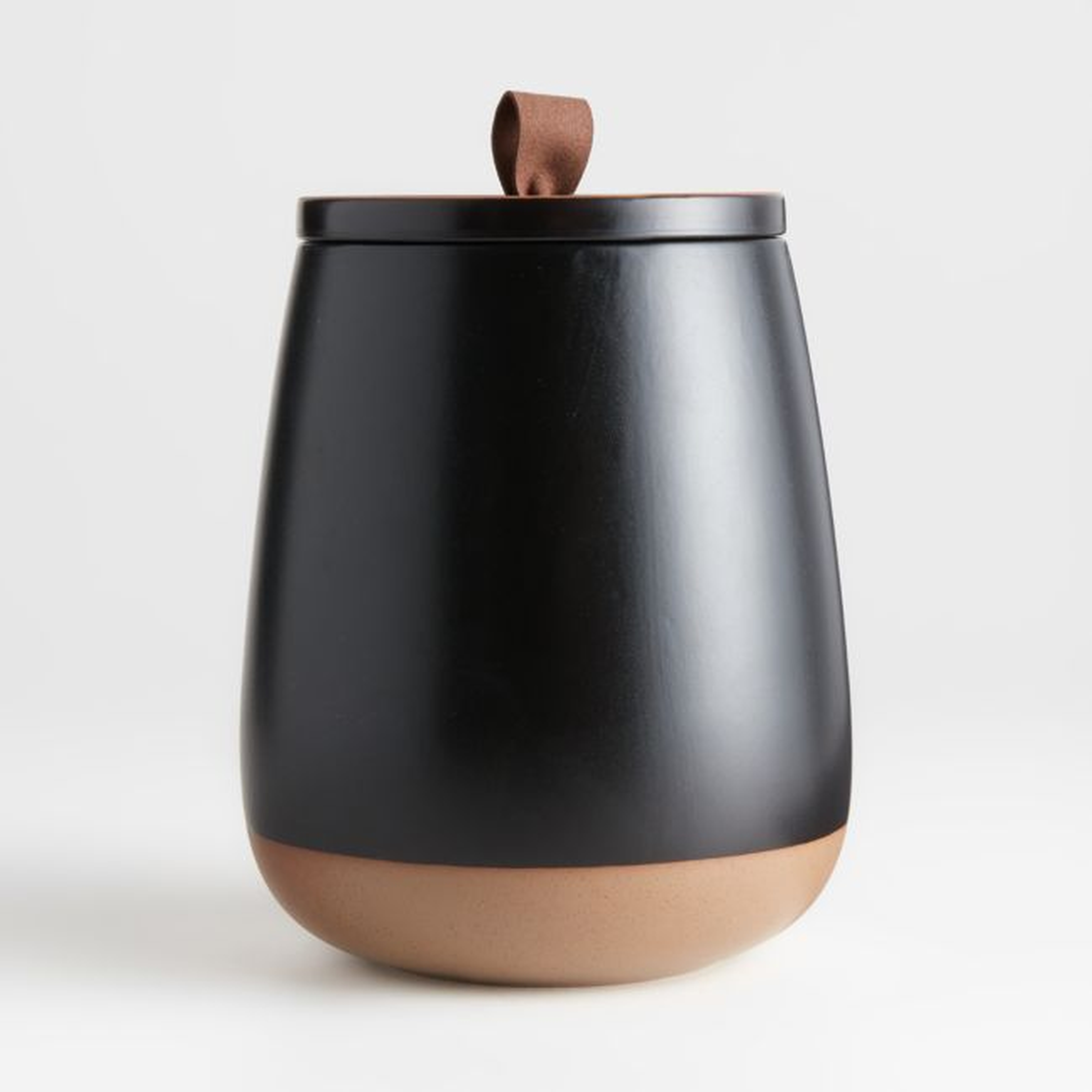 Thero Large Matte Black Ceramic Canister - Crate and Barrel