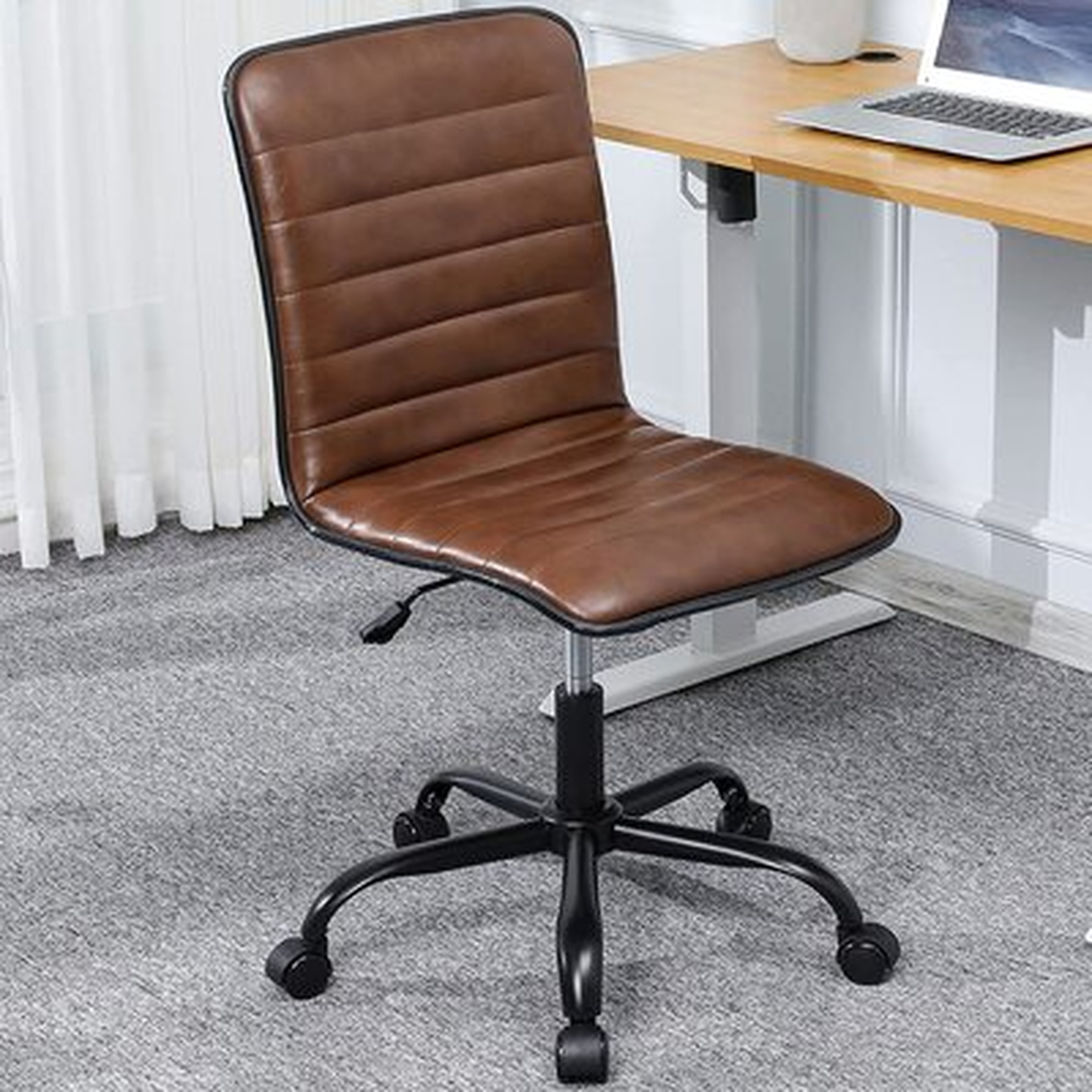 High Quality Height Adjustable Office Chair Armless Leather Desk Chair Brown Us - Wayfair