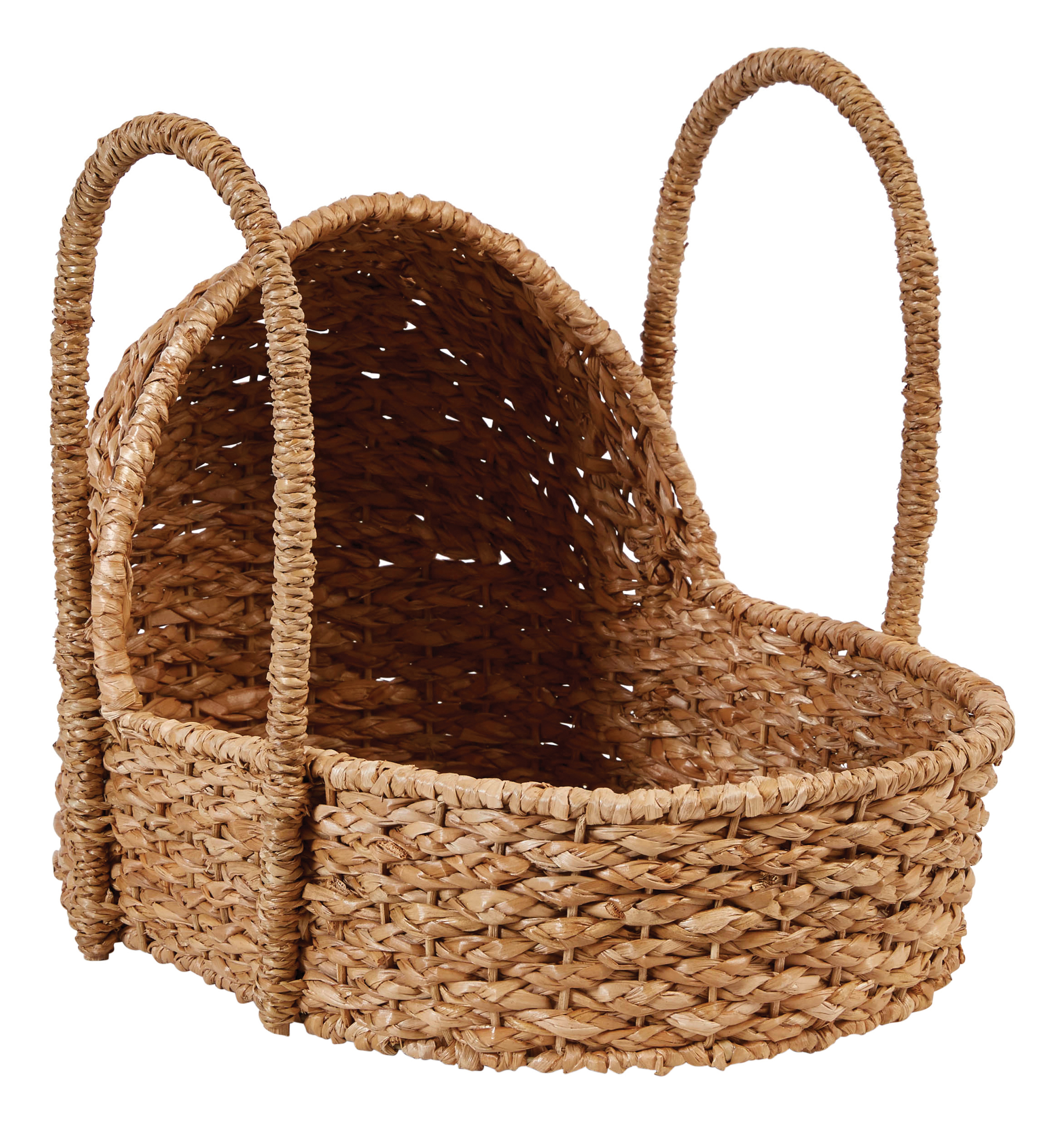 Handwoven Seagrass Doll Bassinet with Handles - Nomad Home