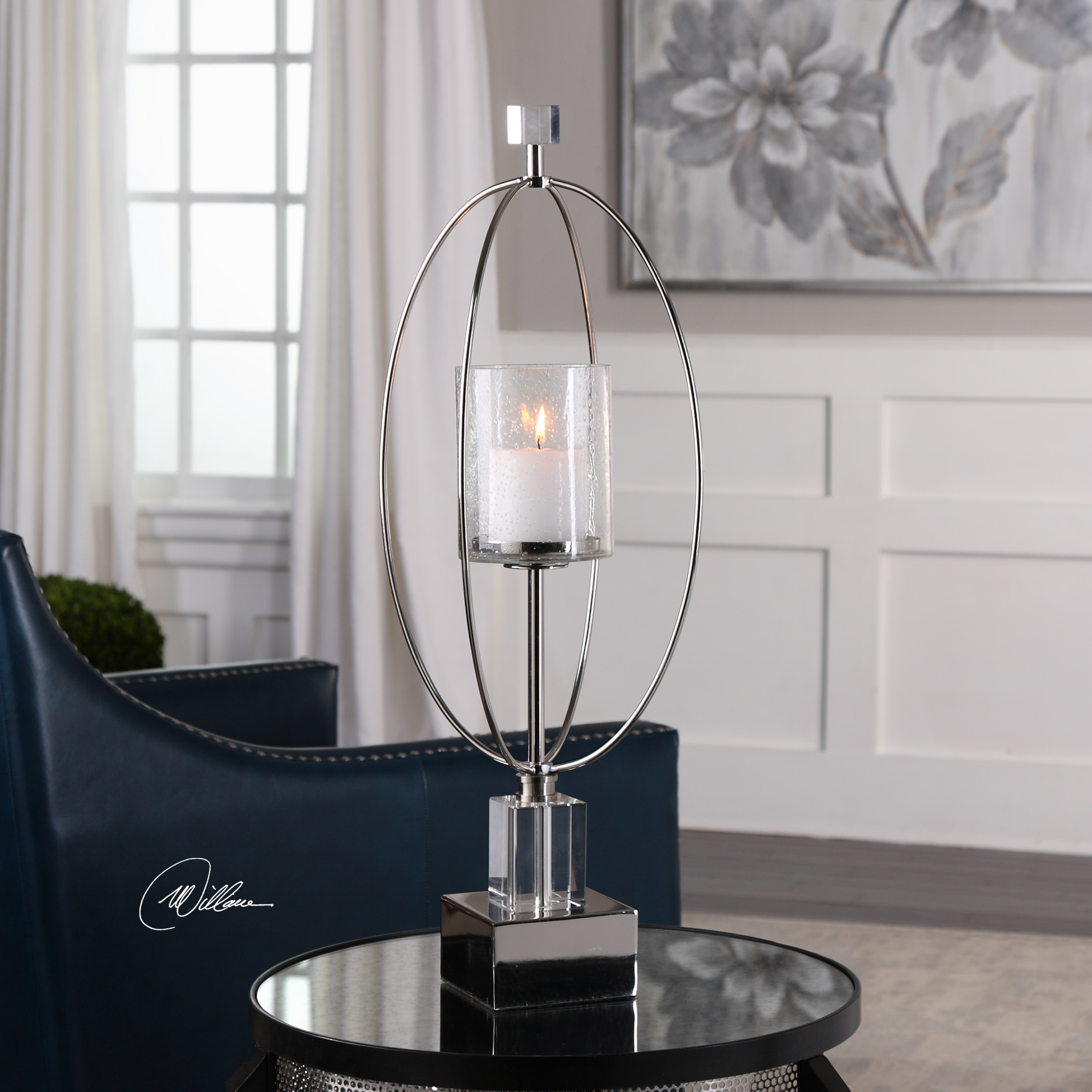 Tamra Polished Silver Candleholders - Hudsonhill Foundry
