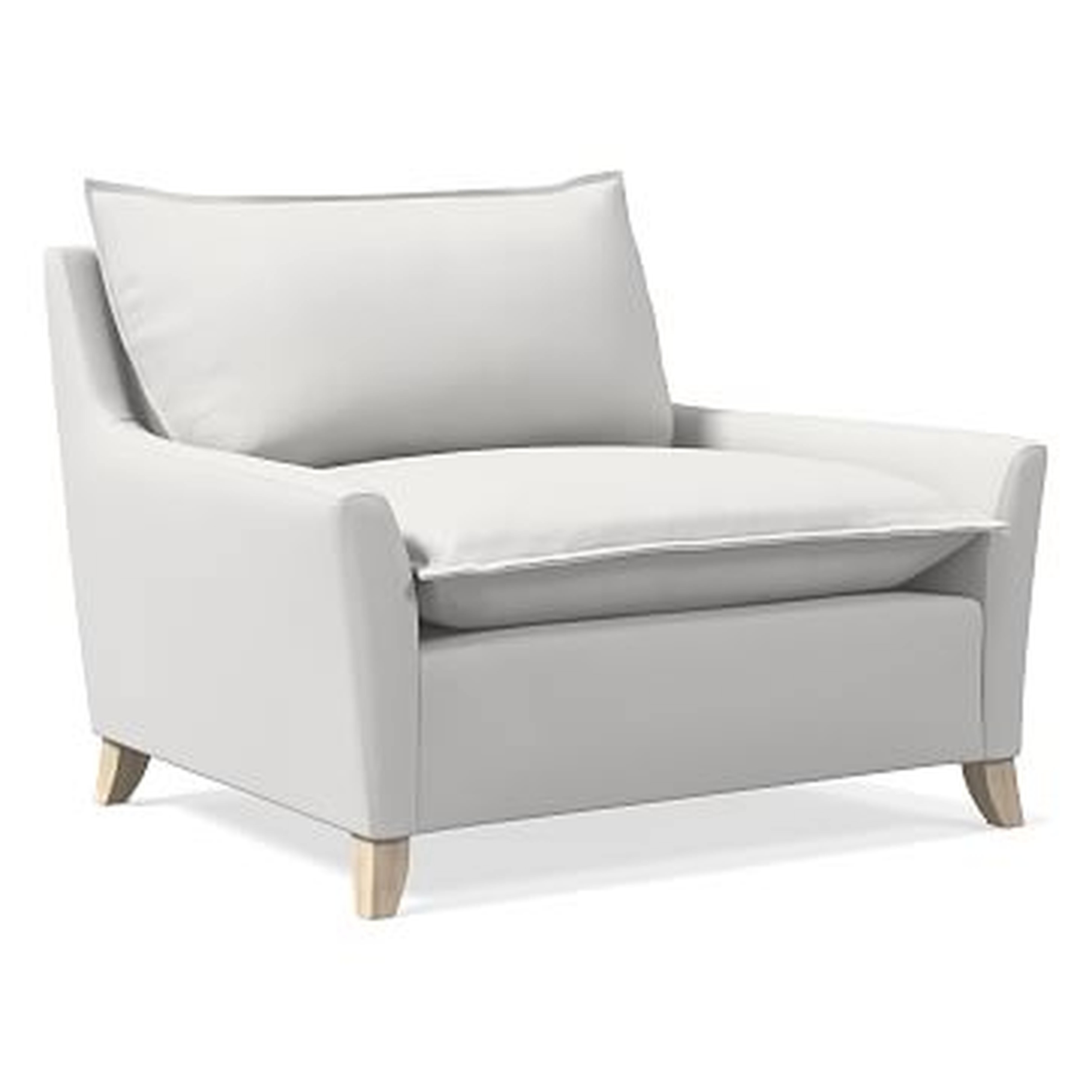 Bliss Chair and a Half, Down Blend, Performance Washed Canvas, White, Ash - West Elm