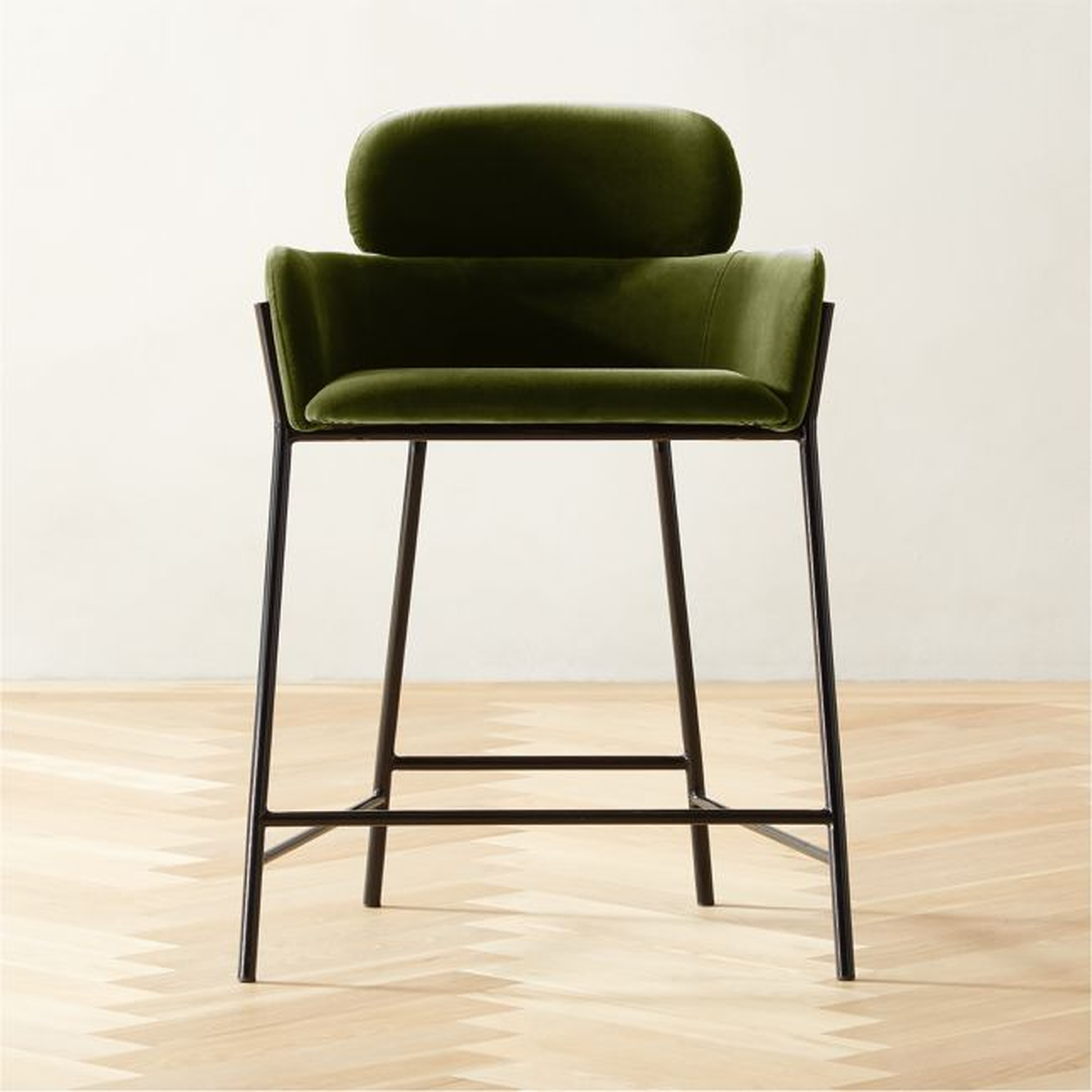 Azalea Green Velvet Counter Stool Set of 2 - CB2