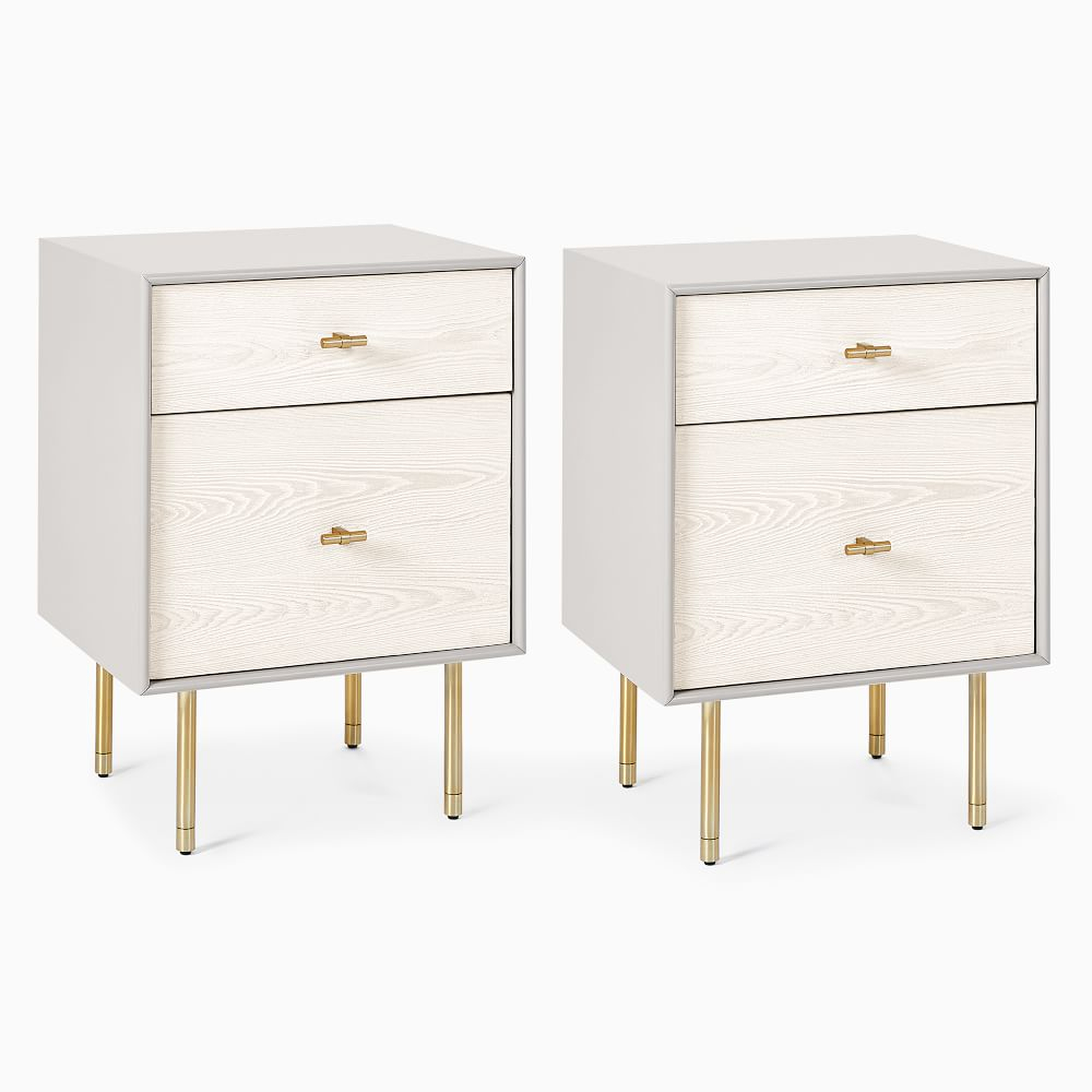 Modernist (21") Wood + Lacquer Nightstand, Winter Wood, Set of 2 - West Elm