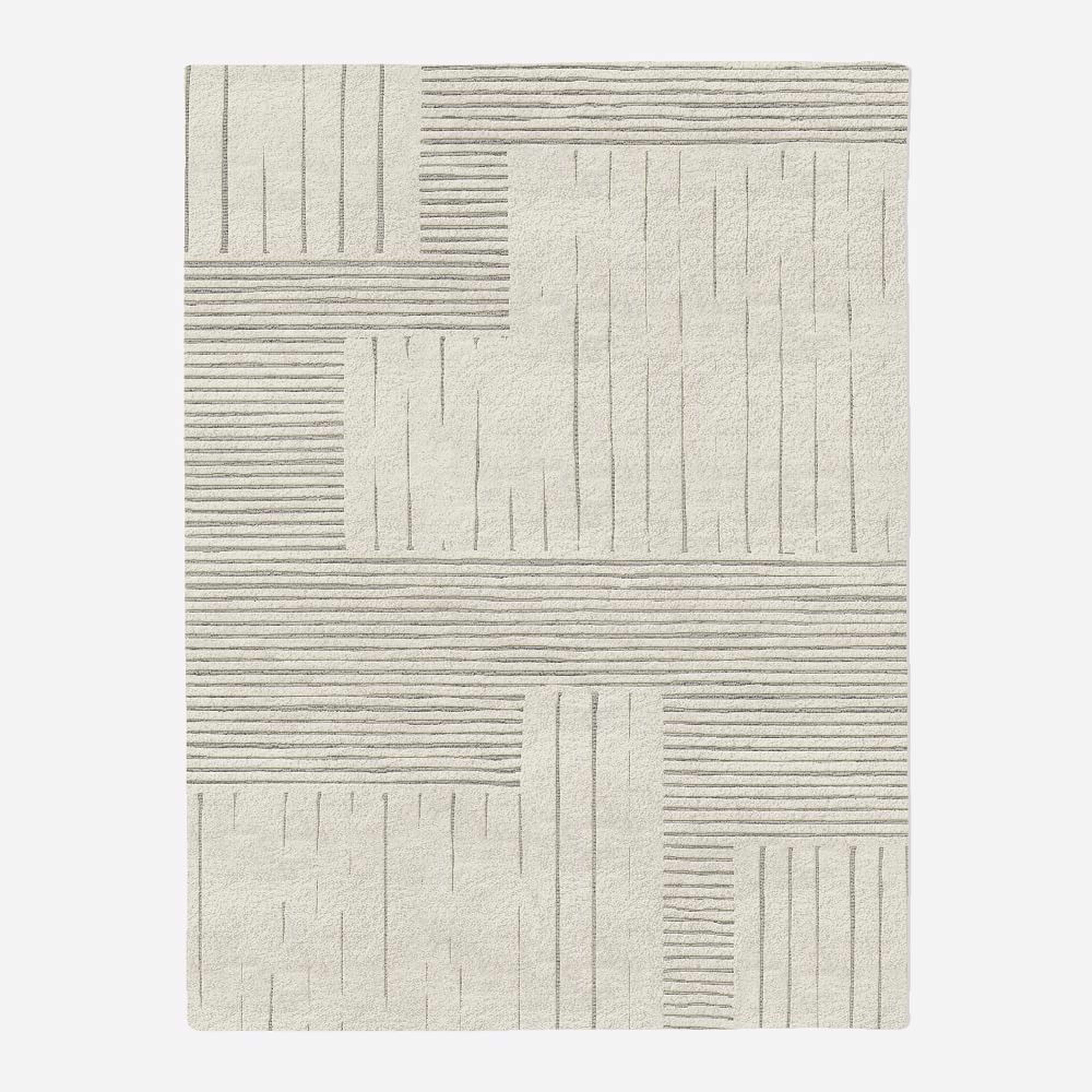 Painted Mixed Stripes Rug, 10x14, Alabaster - West Elm
