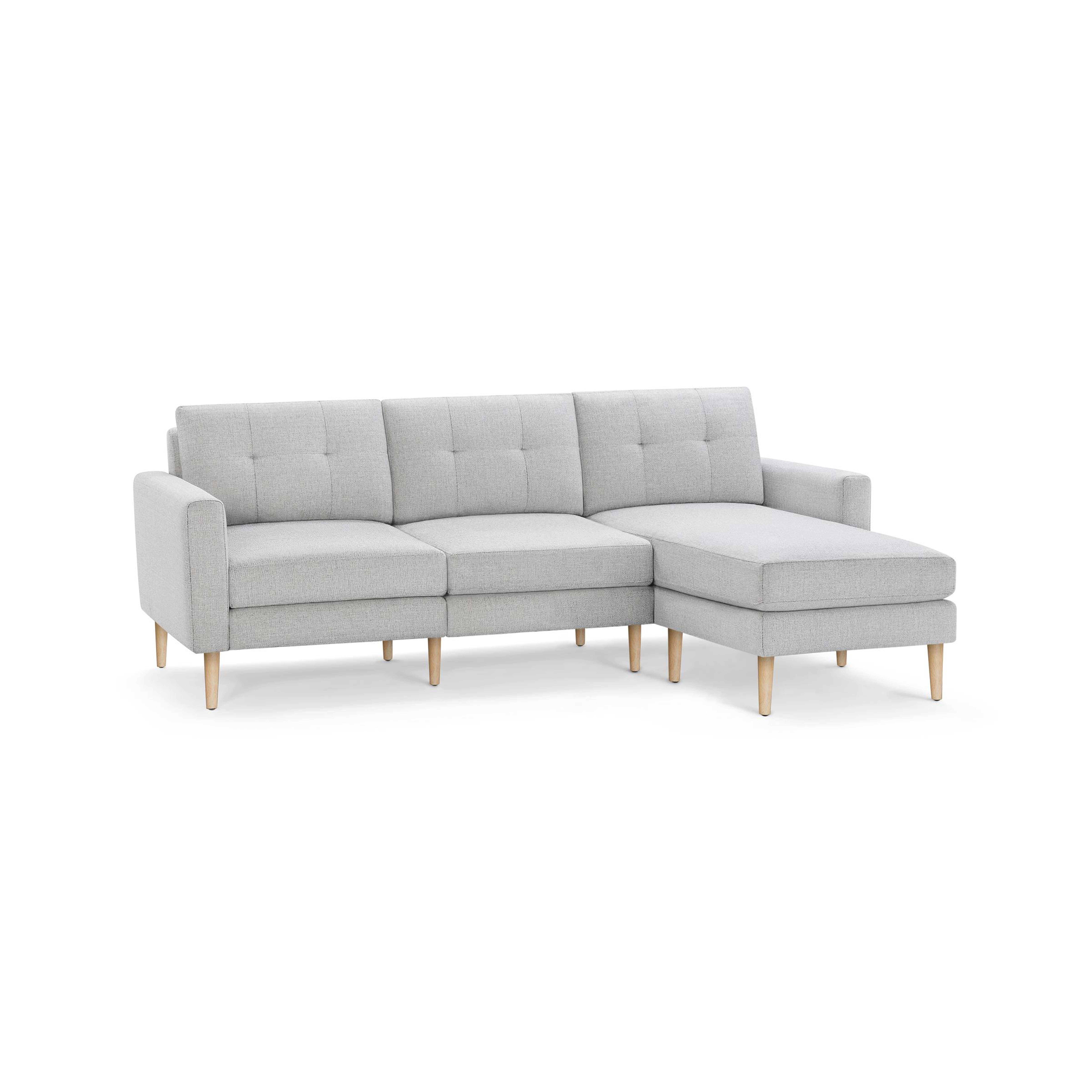The Block Nomad Sectional Sofa in Crushed Gravel, Oak Legs - Burrow