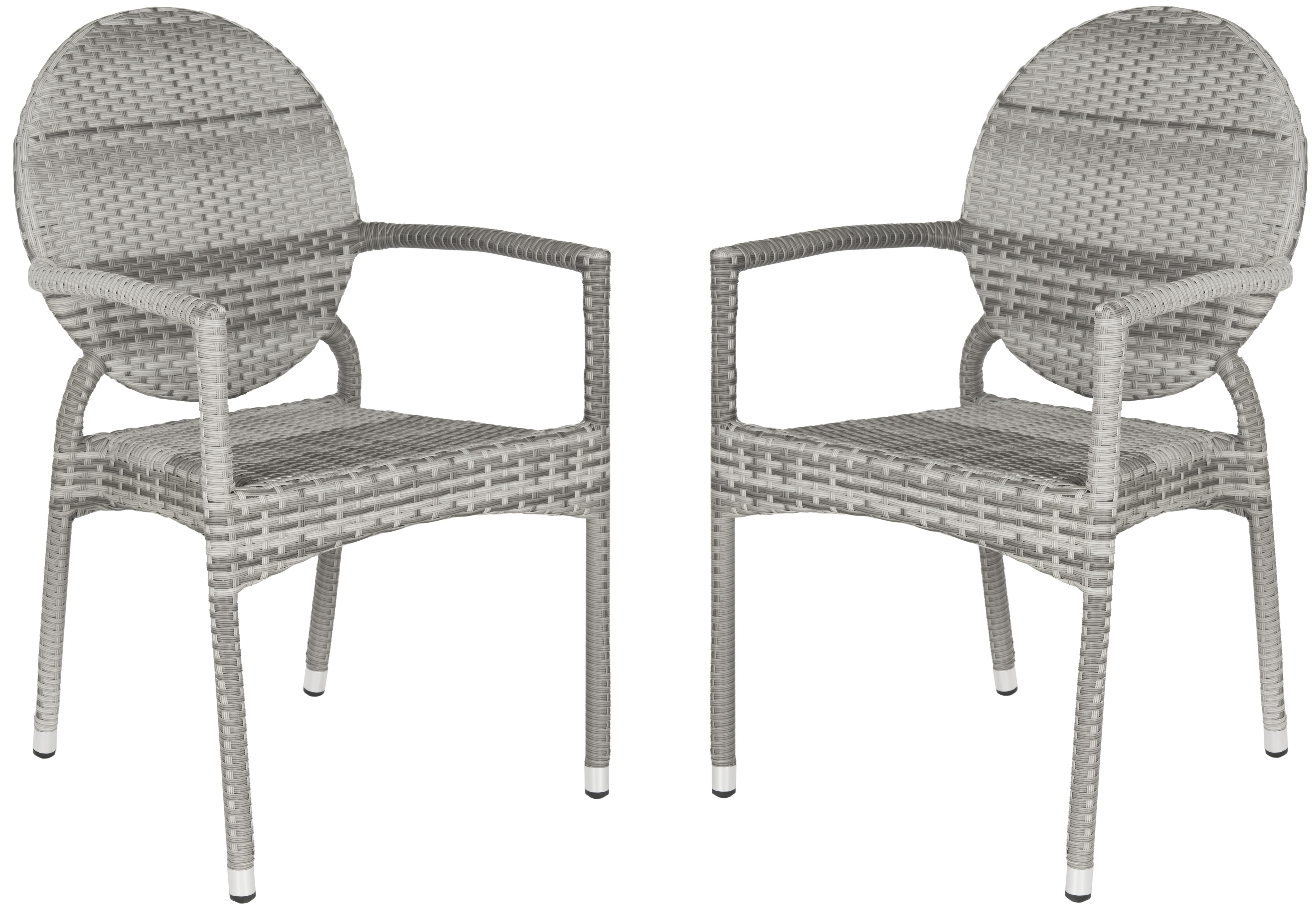 Valdez Indoor-Outdoor Stacking Arm Chair - Grey - Safavieh - Safavieh