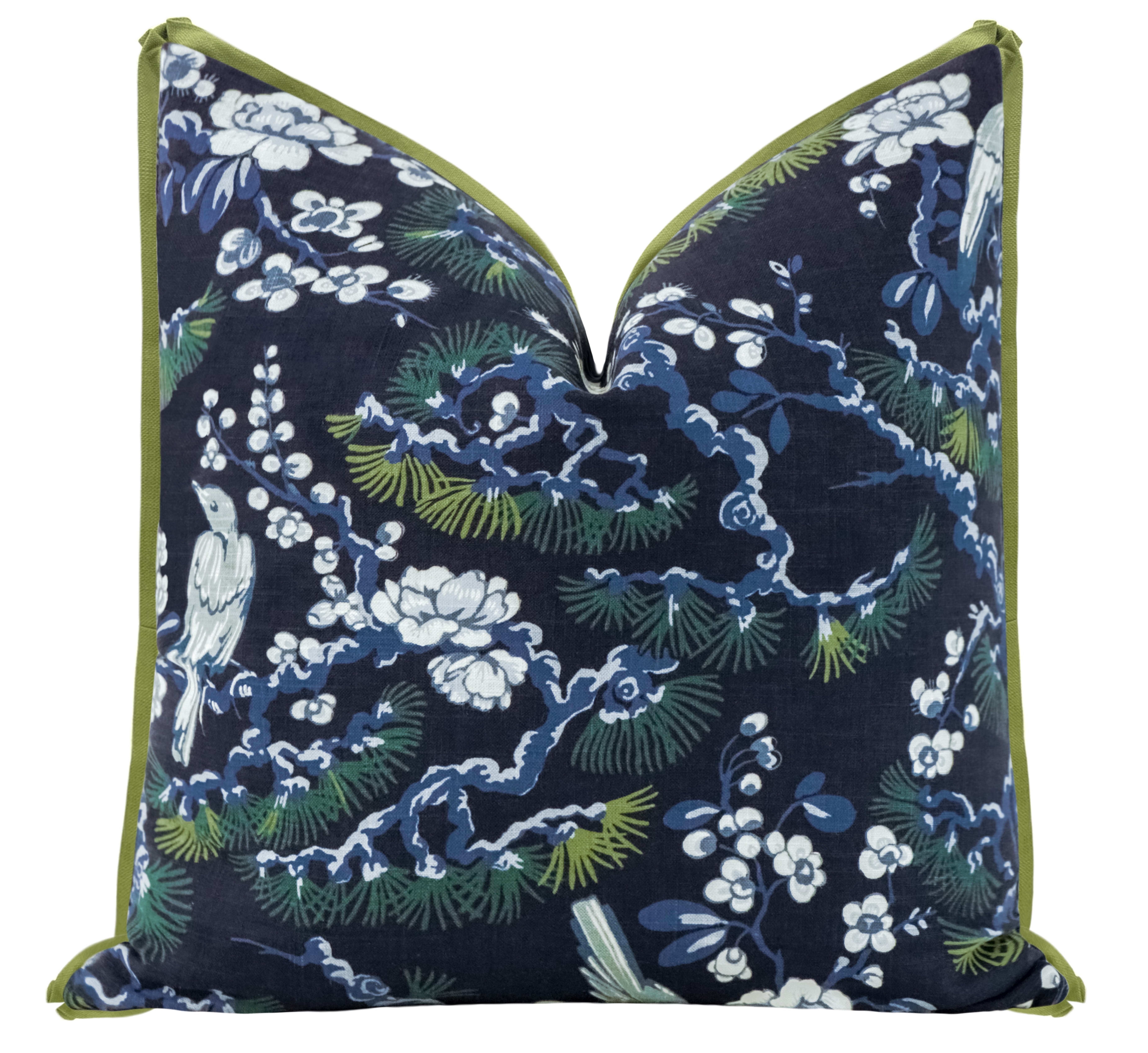 TRELLIS LINEN PRINT // NAVY BLUE | LDC - 20" X 20" / CORDING / Olive - Little Design Company