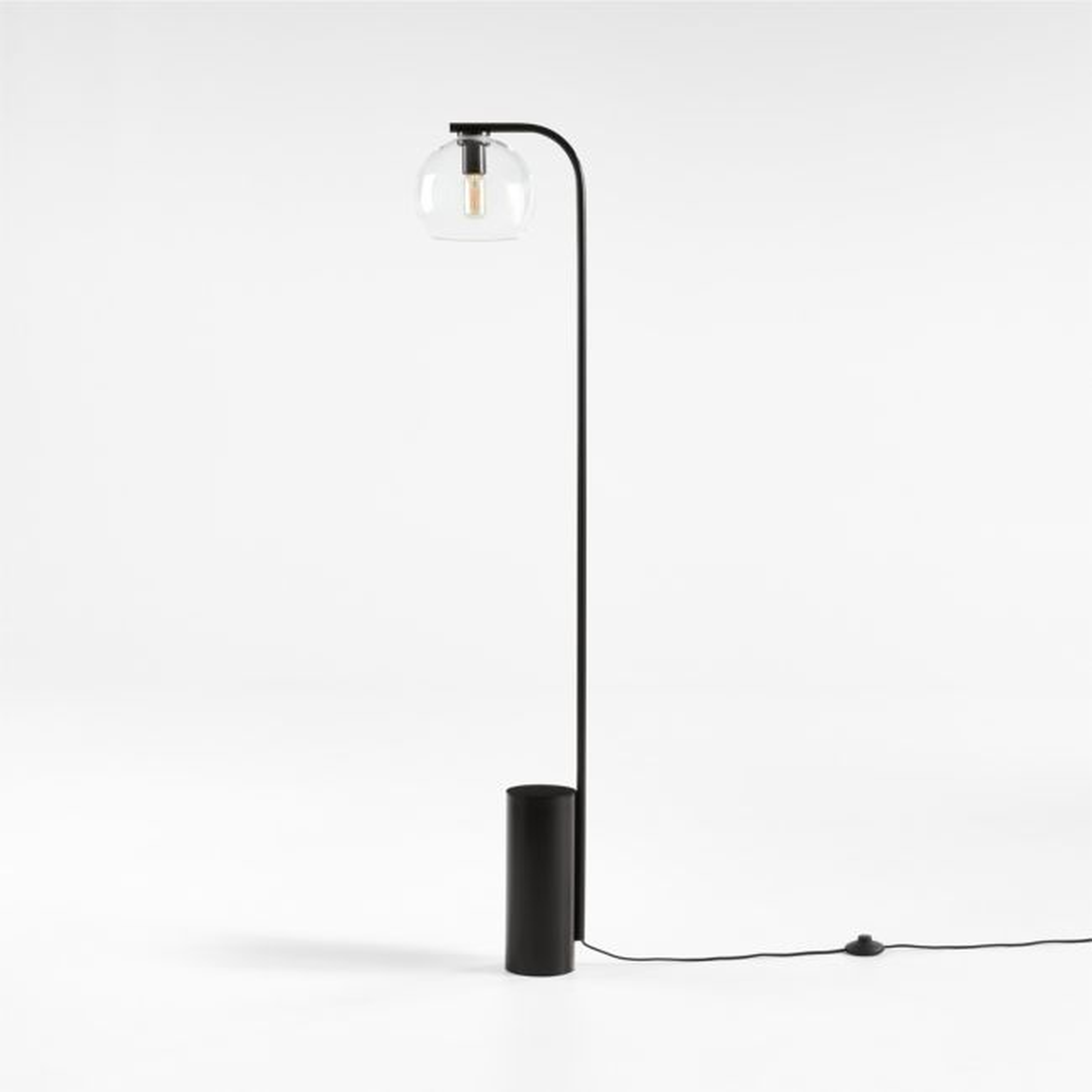 Arren Black Floor Lamp with Clear Round Shade 56" - Crate and Barrel