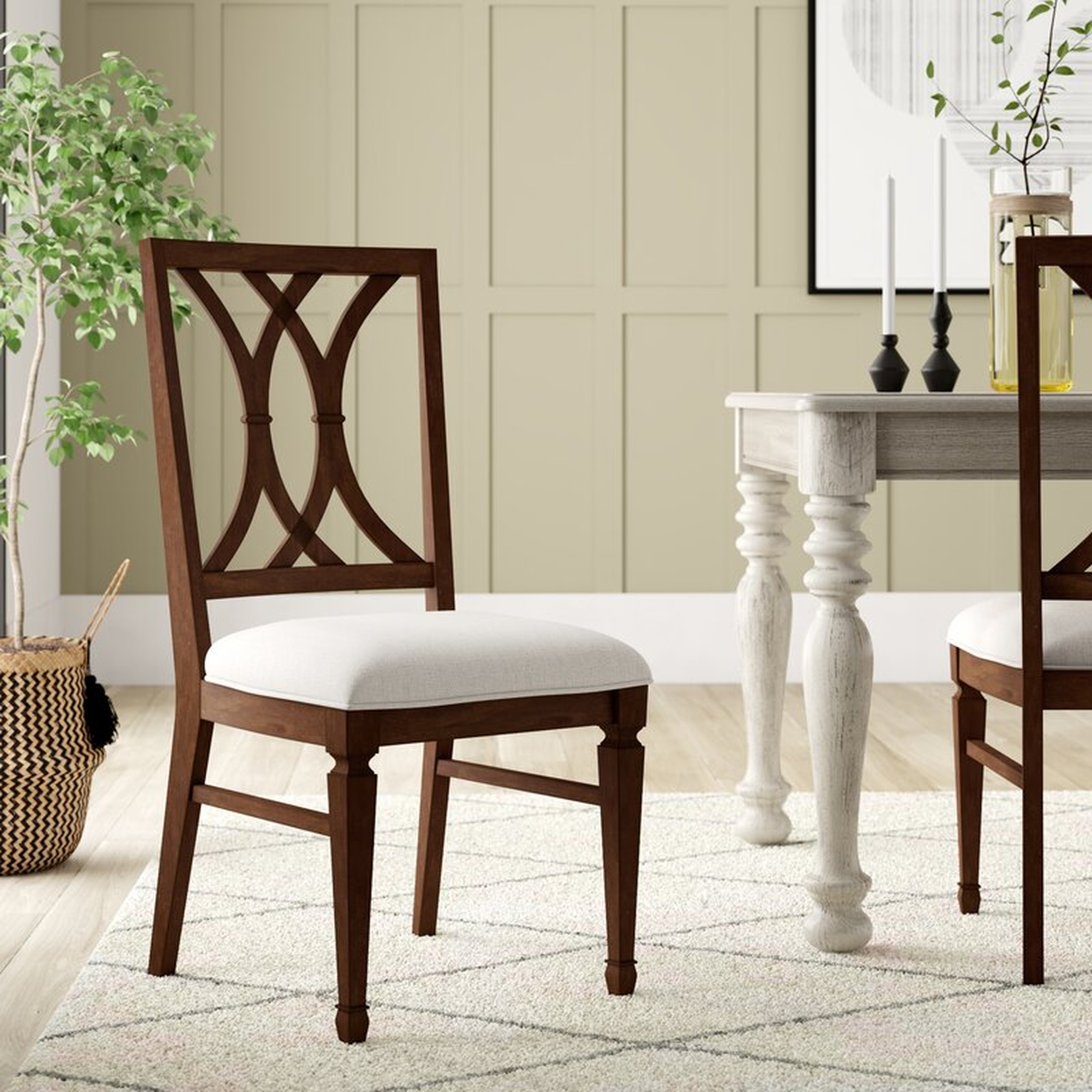 Hooker Furniture Palisade Fabric Cross Back Side Chair in Figured Walnut/Beige/Taupe - Perigold