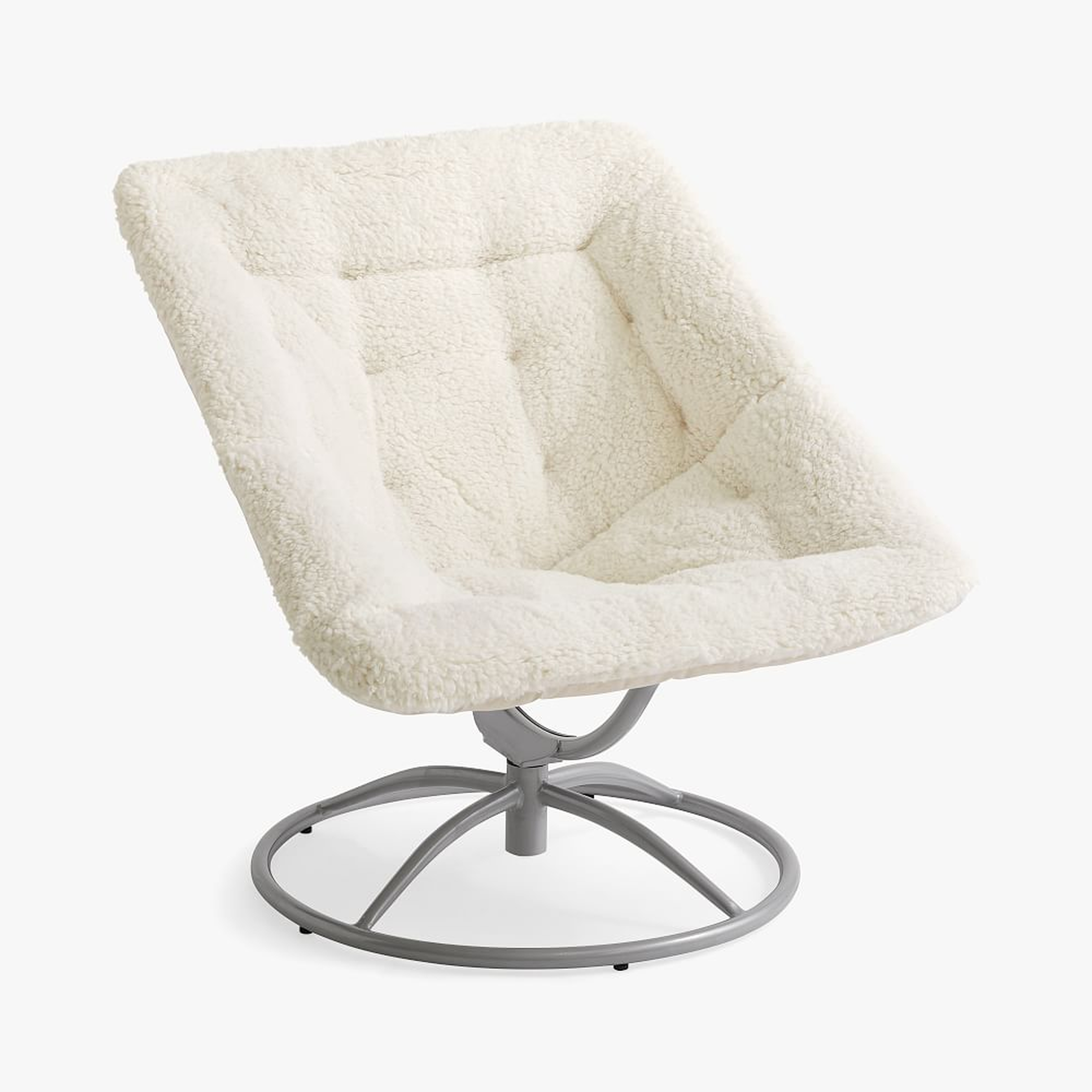 Sherpa Ivory/White Square Hang-A-Round Swivel Chair - Pottery Barn Teen