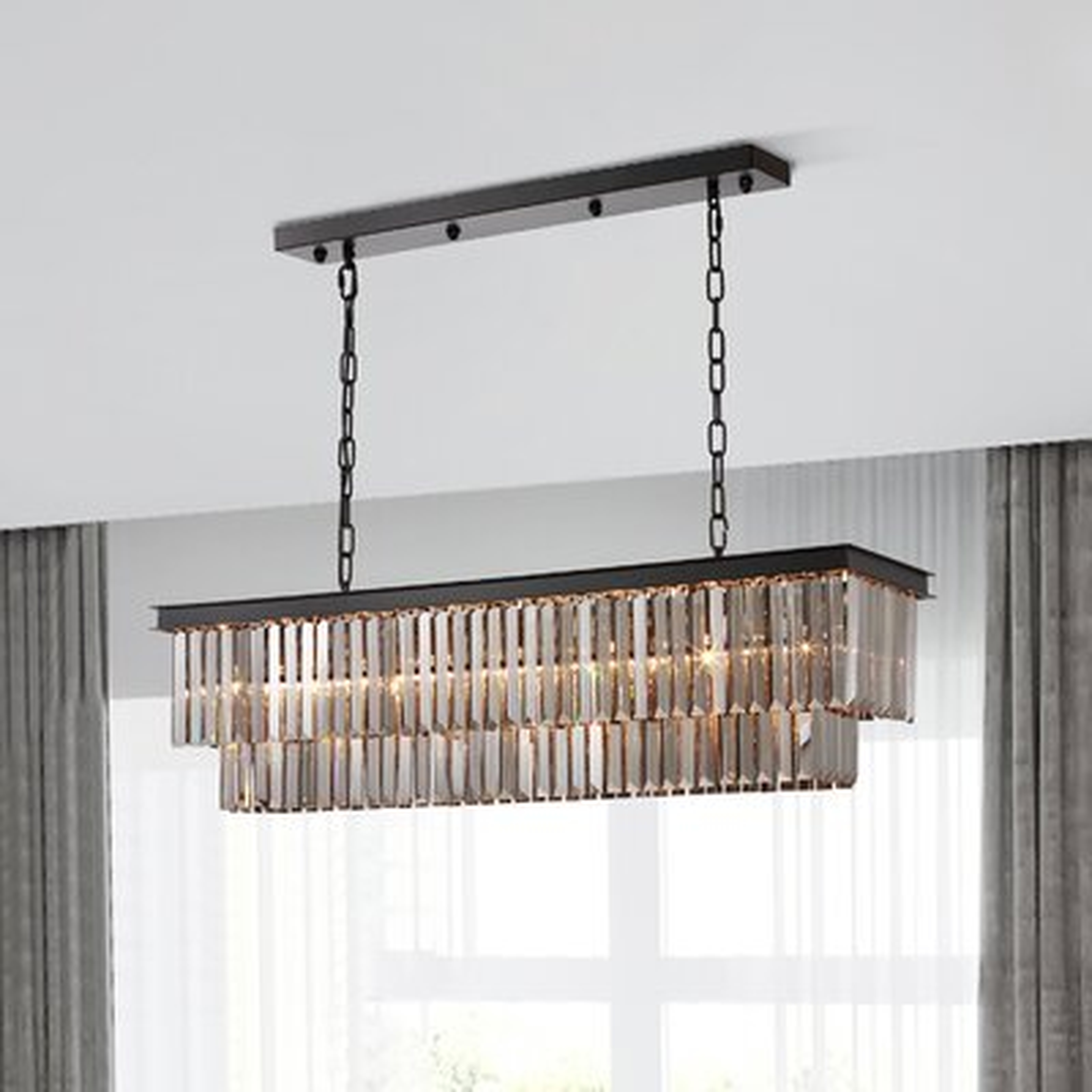 Modern Rectangle Crystal Chandelier With Smoky Gray Crystal Led Fixture - Wayfair
