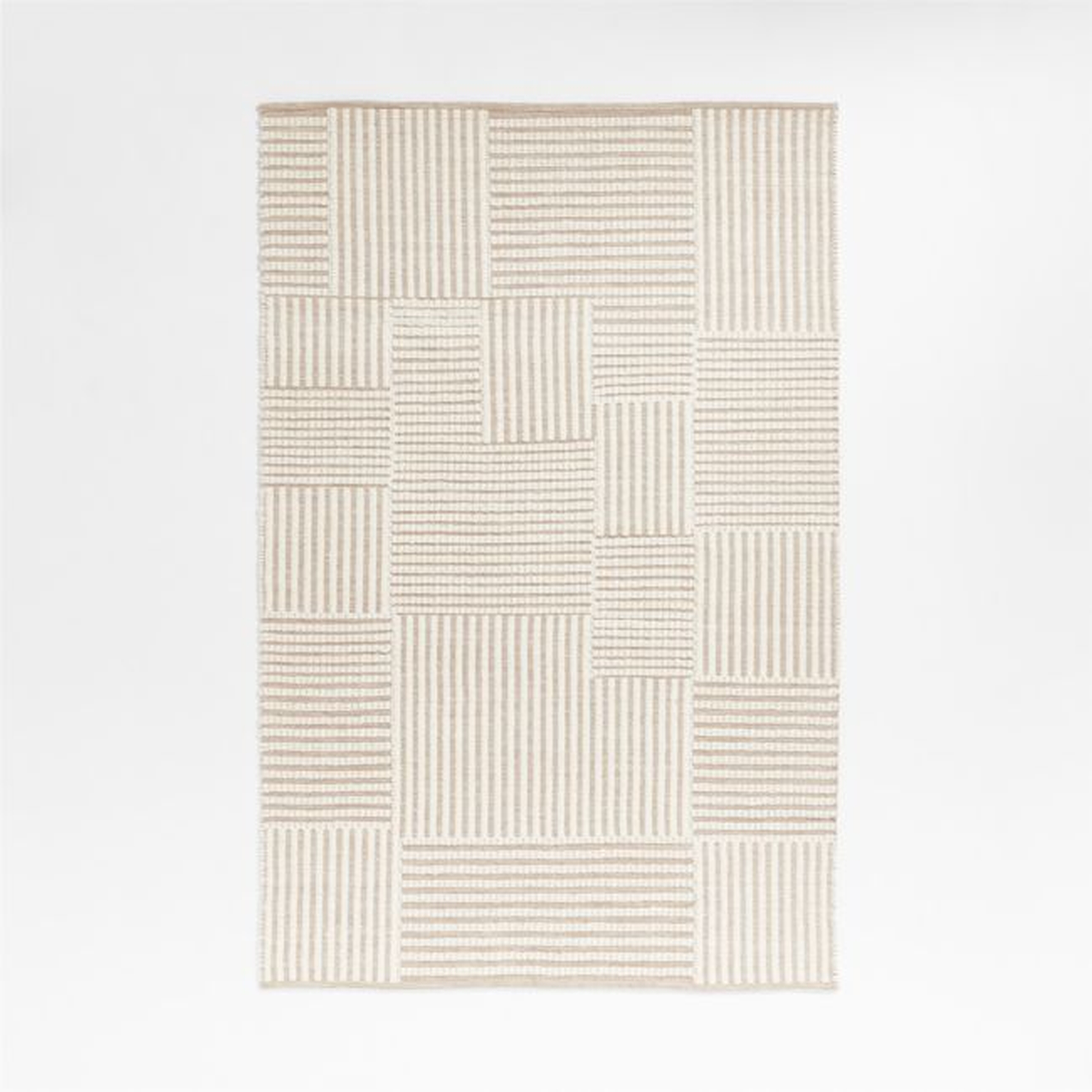 Flatweave Grid Wool and Cotton Dark Beige Kids Area Rug 8'x10' - Crate & Kids