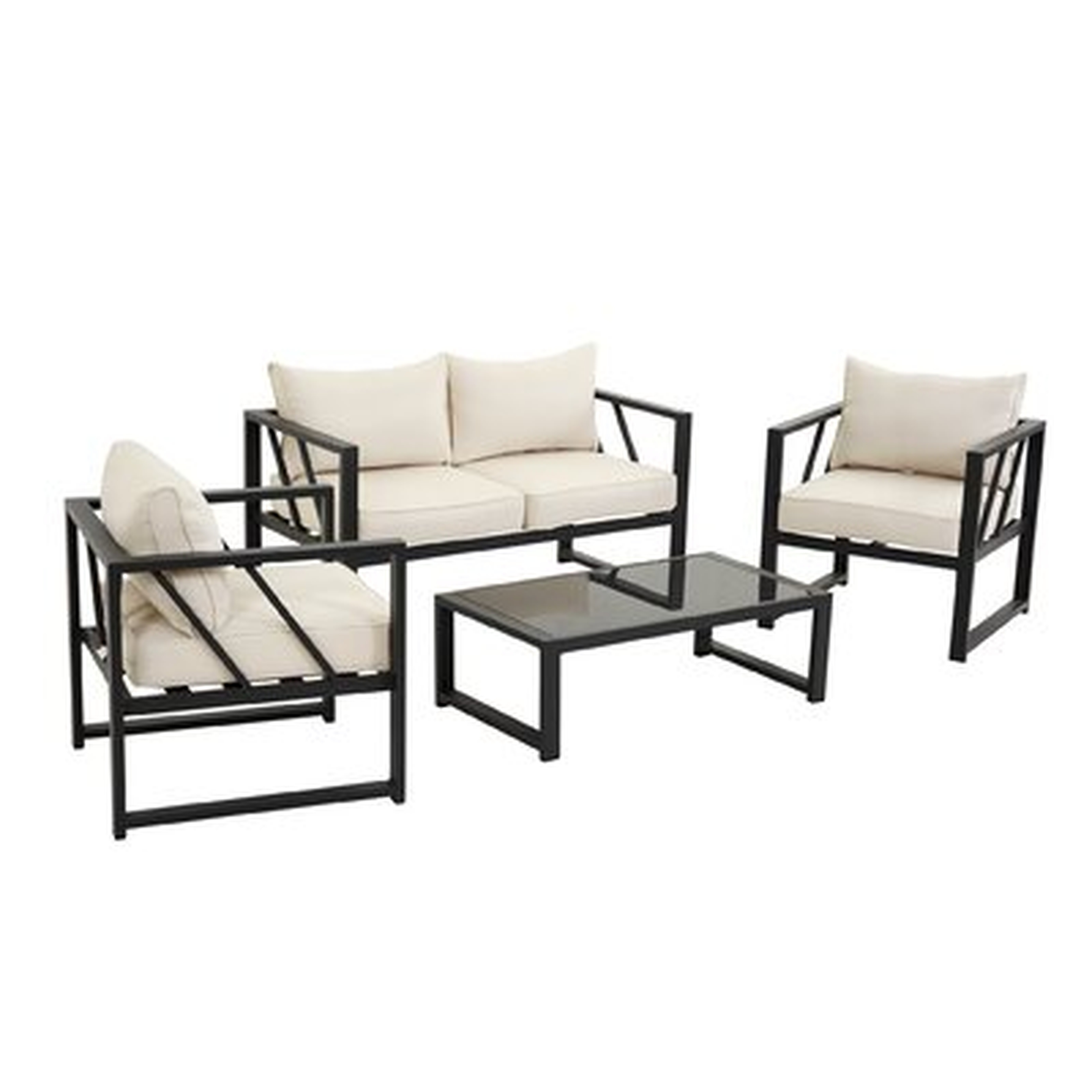 Outdoor 4 Piece Aluminum Sofa Conversation Set ,Patio Furniture Seating Group With Cushions - Wayfair