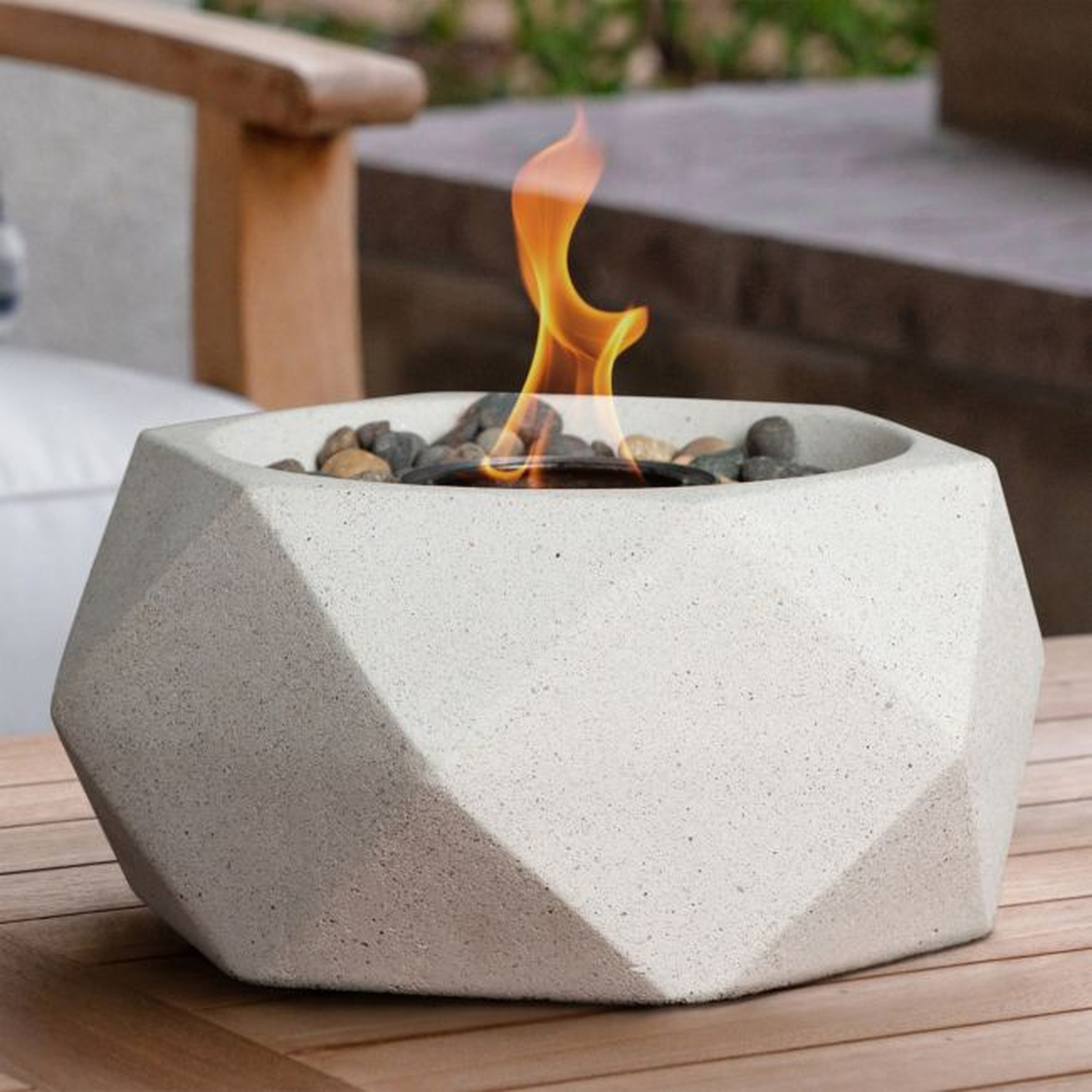 TerraFlame ® Geo Antique White Outdoor Tabletop Fire Bowl - Crate and Barrel