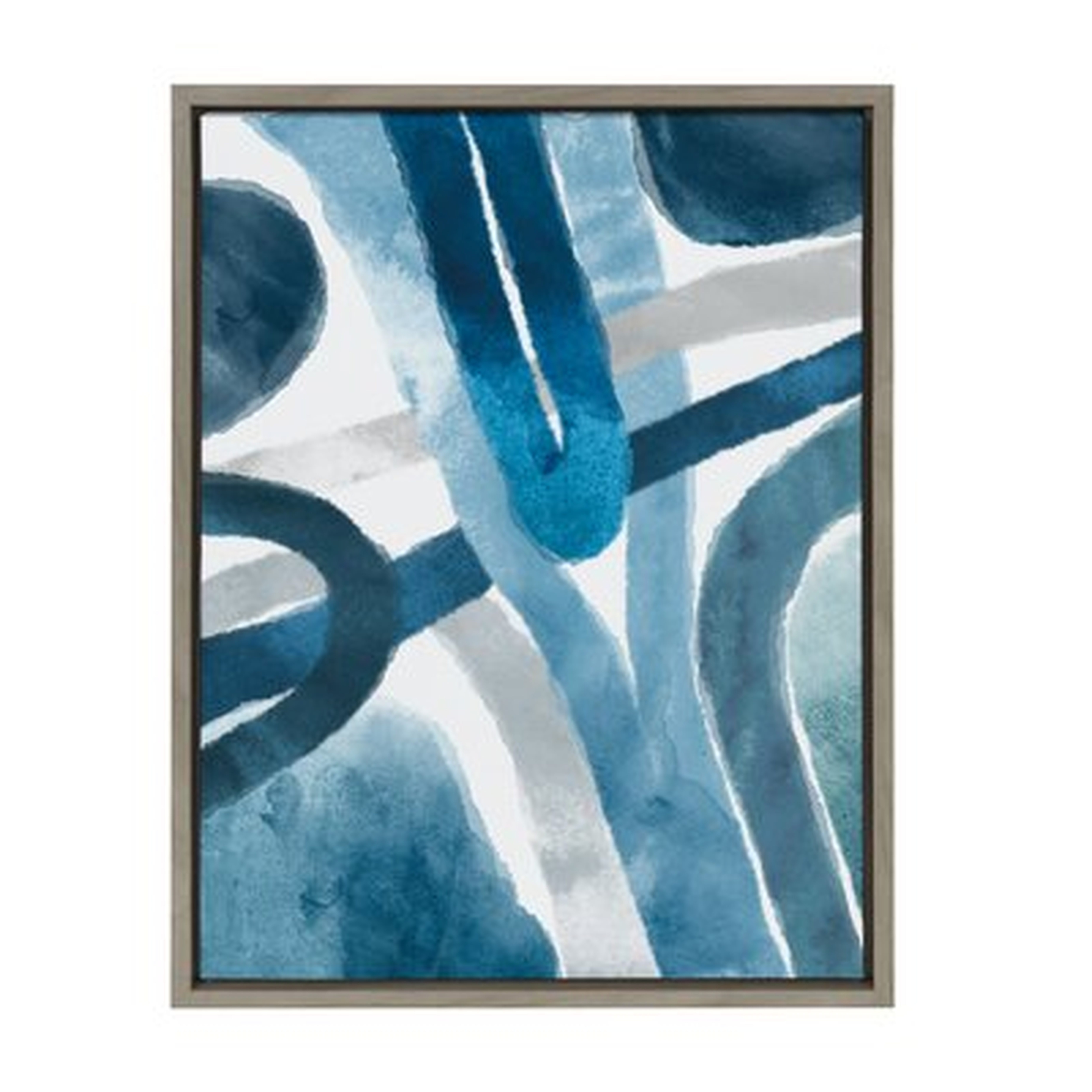 'Abstract Blue And Gray Watercolor' by Homes Designs - Floater Frame Painting Print on Canvas - Wayfair