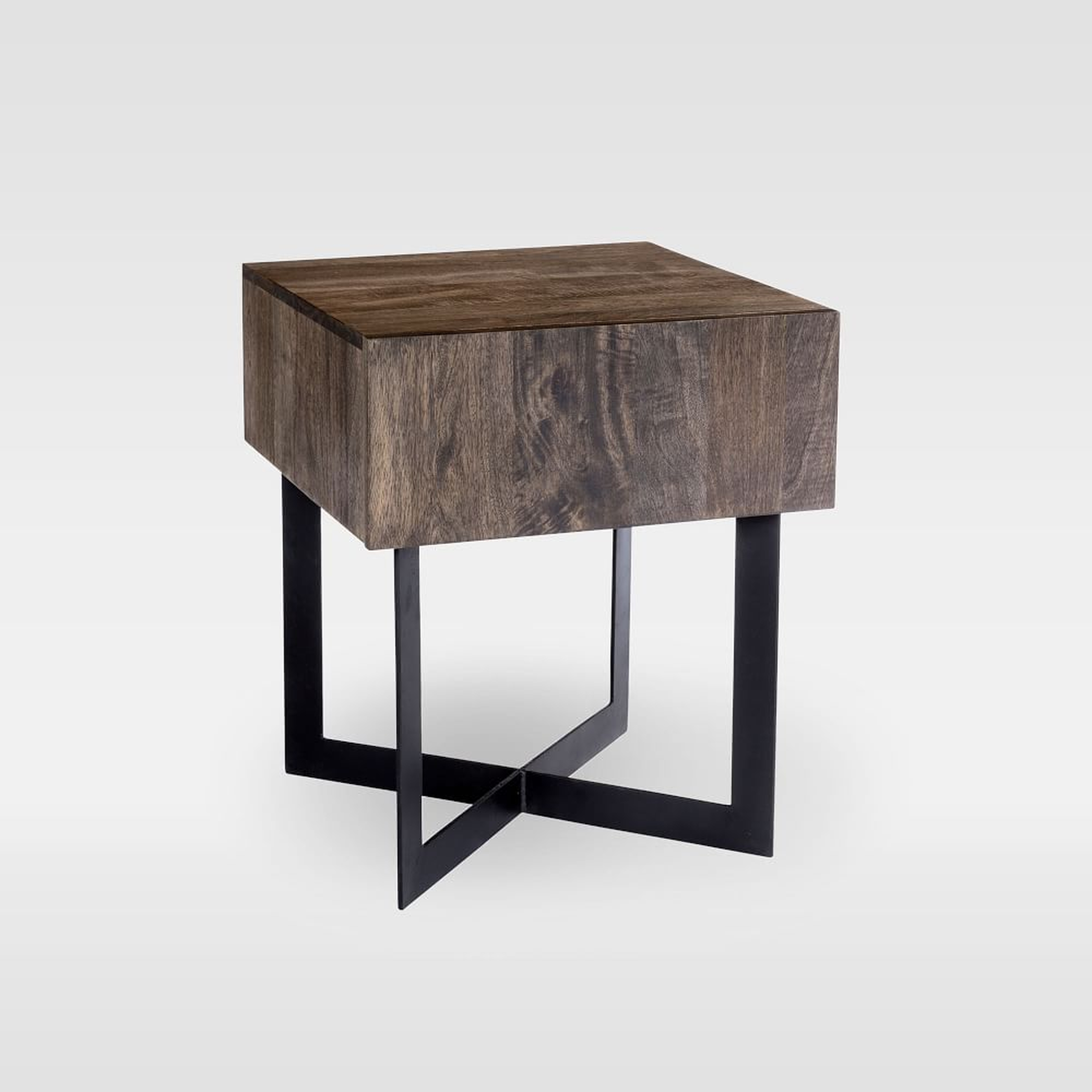 Modern Solid Wood + Iron Side Table - West Elm