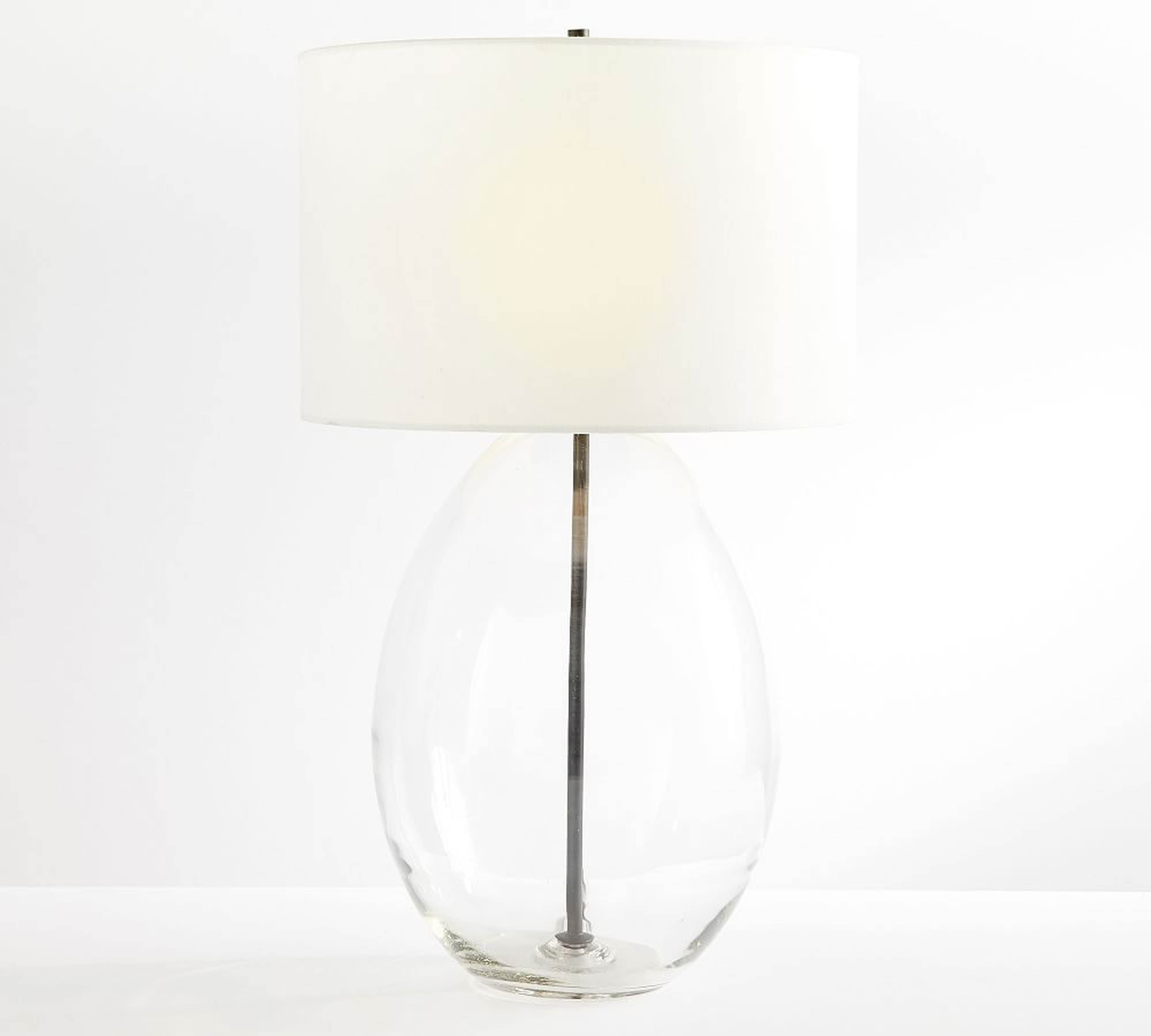 Bennett Recycled Glass Table Lamp, Bronze, Large with XL White SS Gallery Shade - Pottery Barn