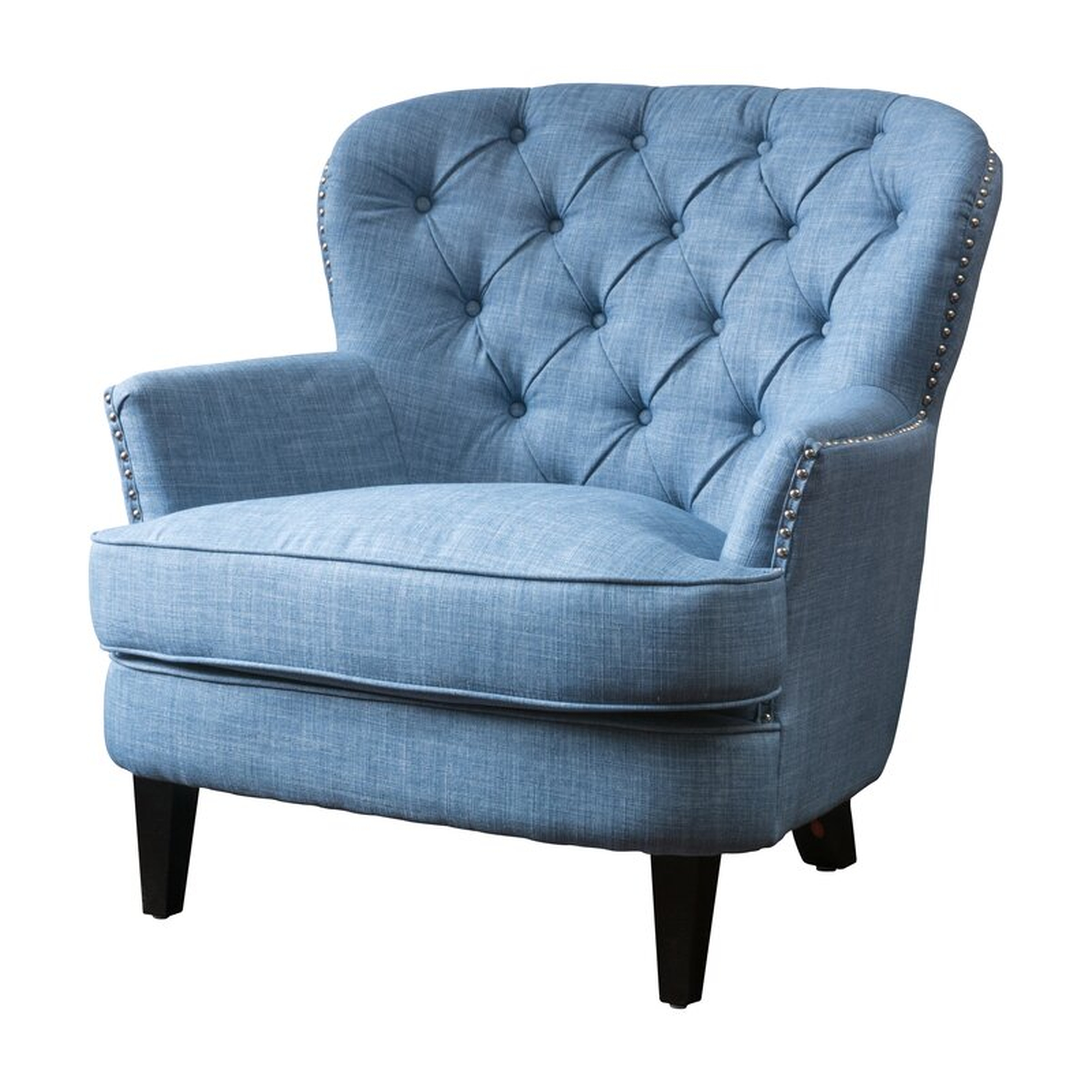 Parmelee 33" Wide Tufted Linen Club Chair, Blue - Wayfair