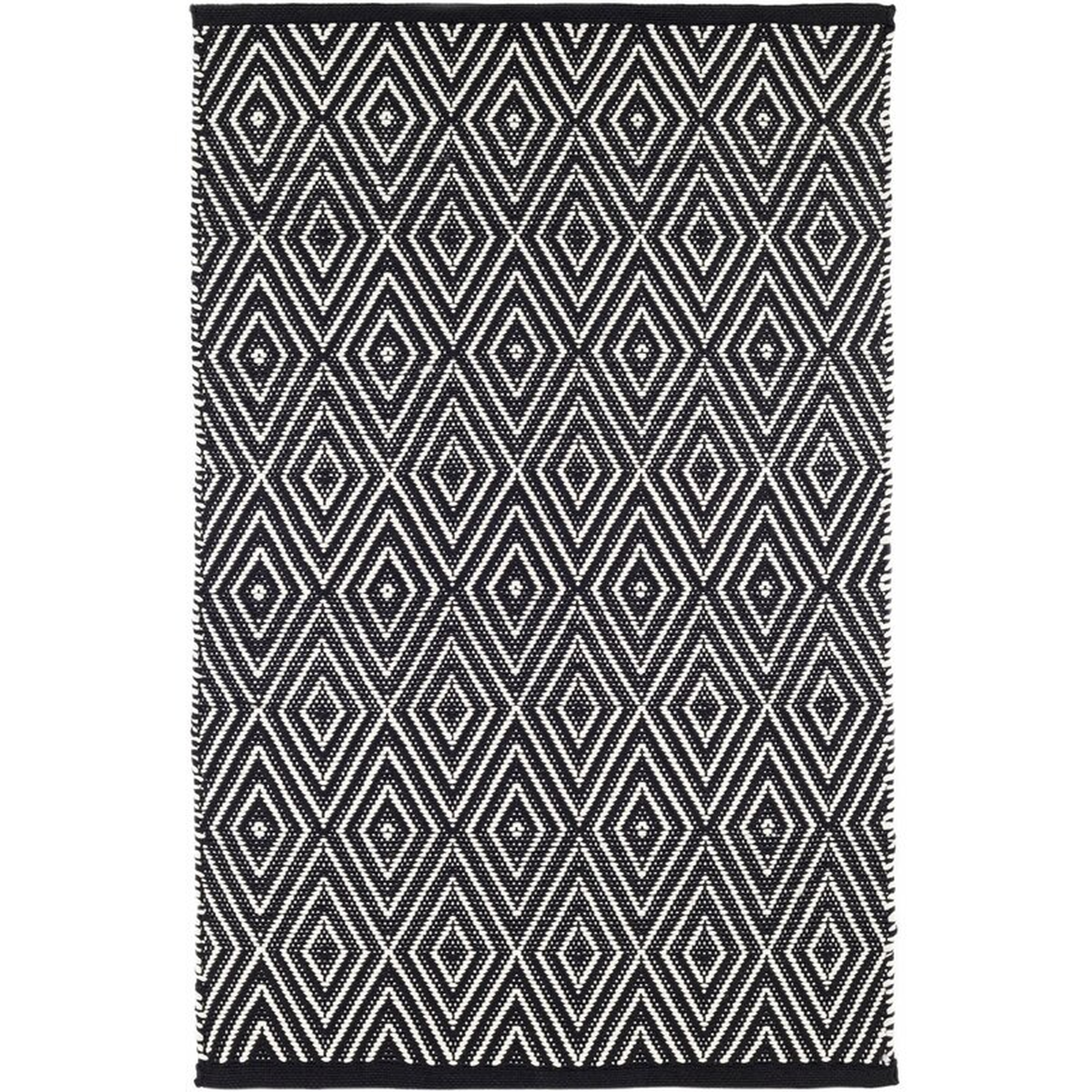 Dash and Albert Rugs Diamond Geometric Handmade Flatweave Black Area Rug, Black, Rectangle 9' x 12' - Perigold