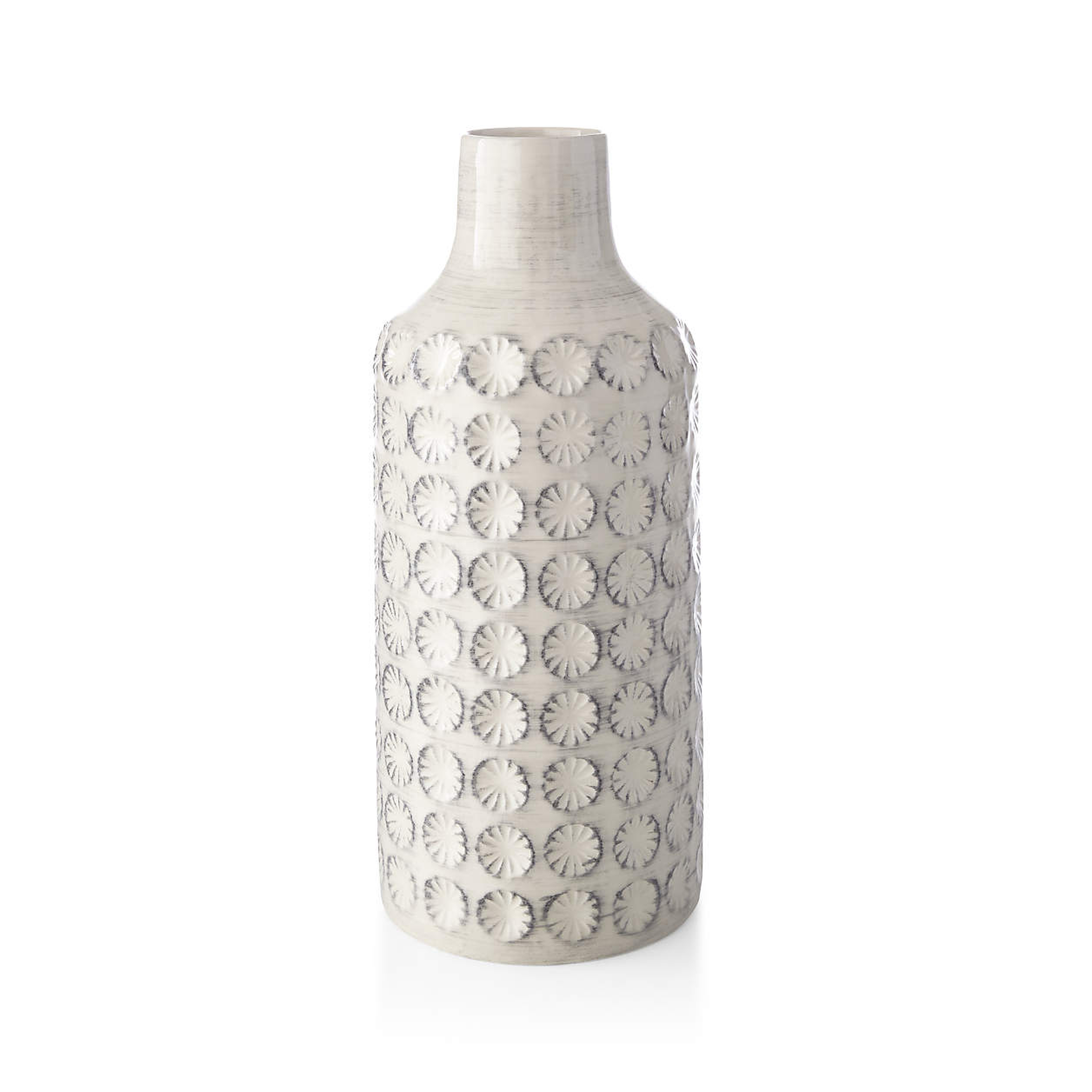 Taline White Glazed Stoneware Vase - Crate and Barrel