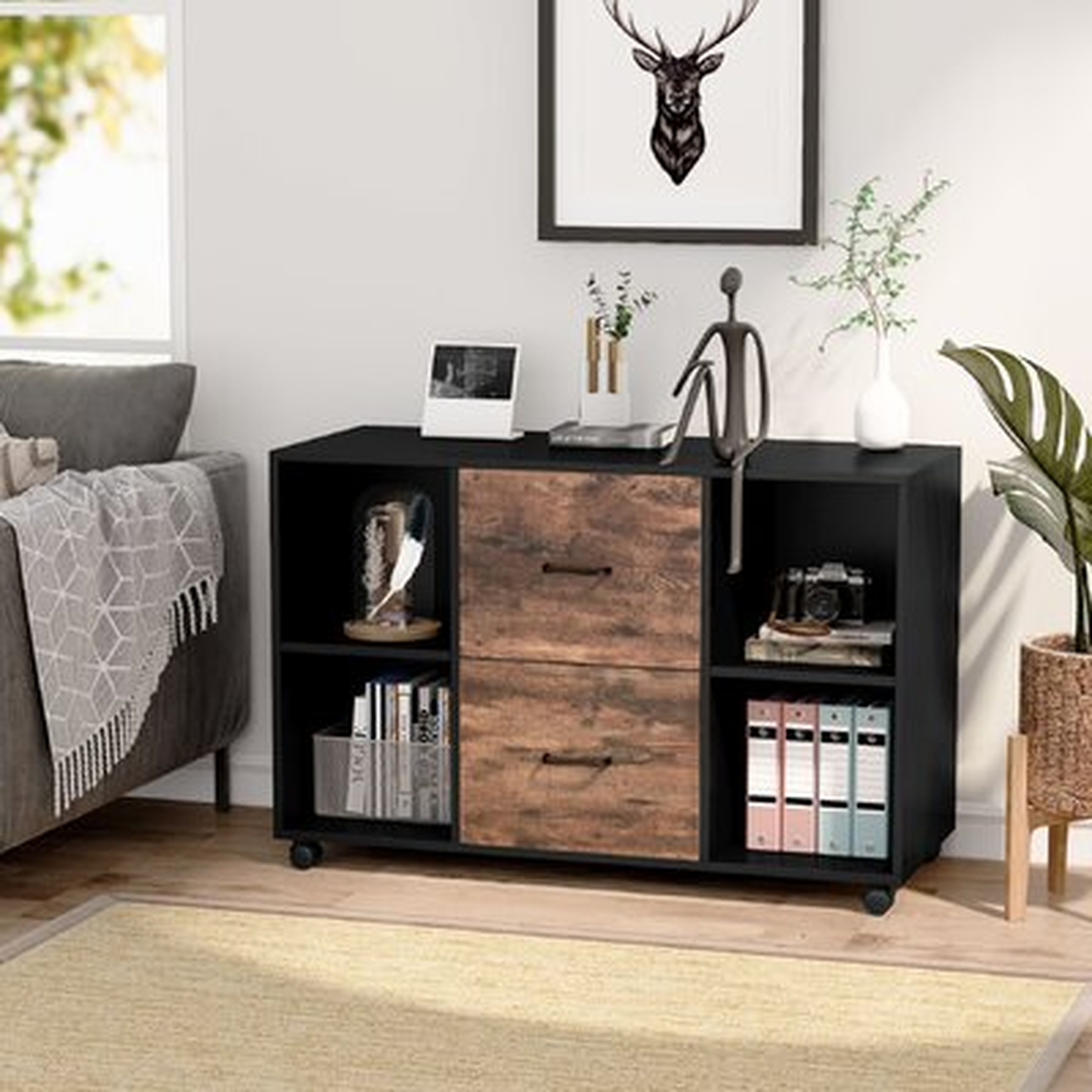 File Cabinet With 2 Drawer, Lateral Mobile Filing Cabinet Letter Size For Home Office - Wayfair