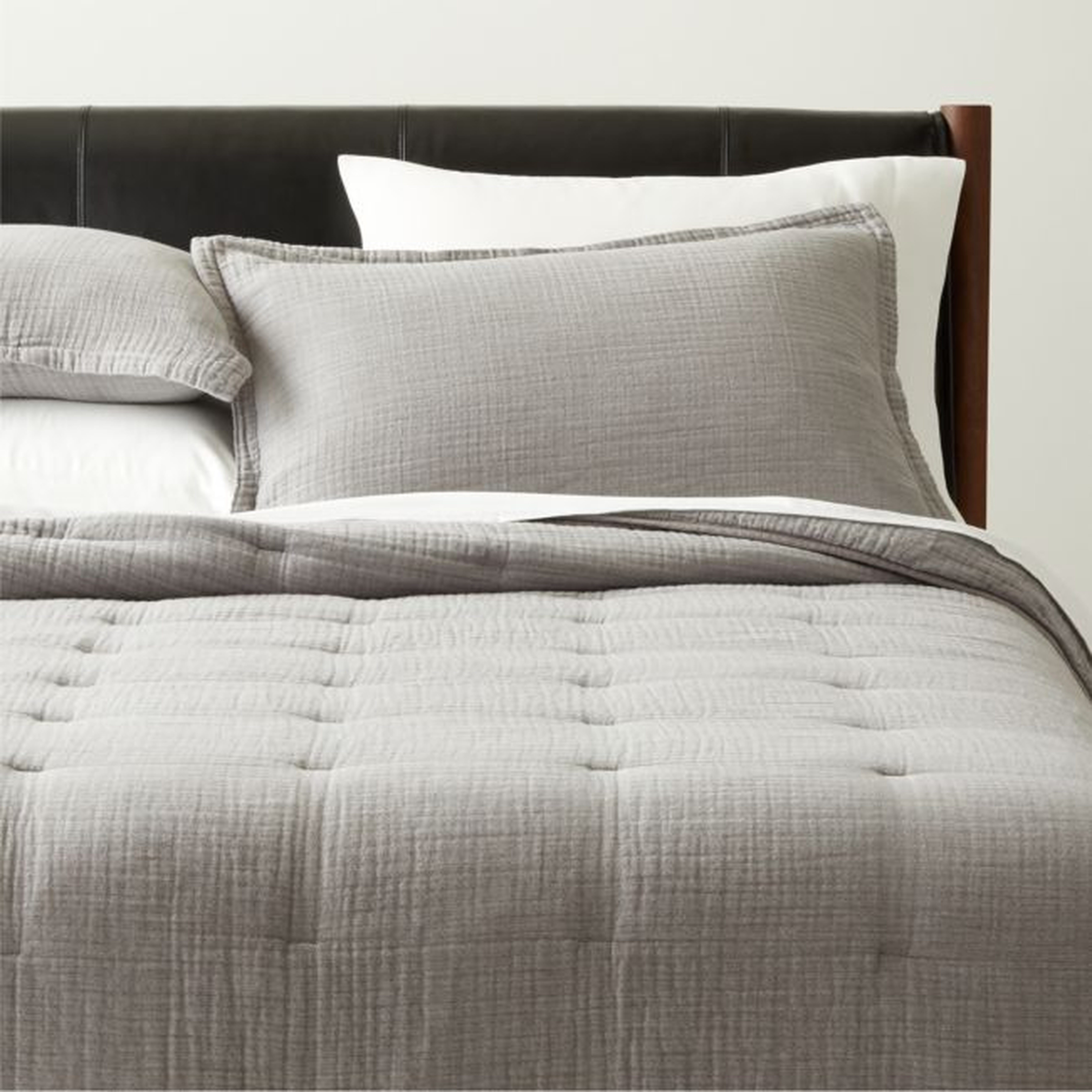 Alto Grey Organic Cotton King Quilt - CB2