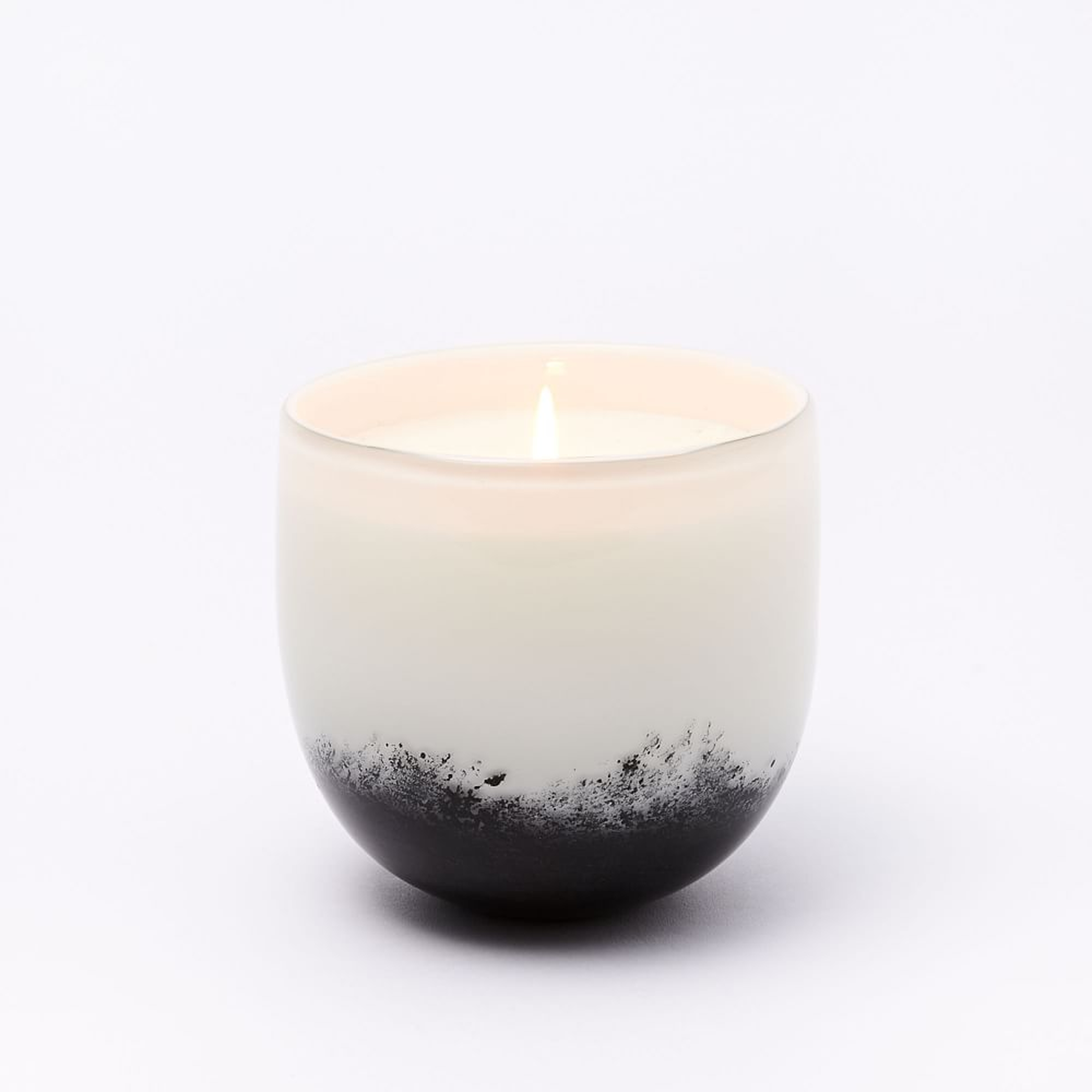 Black + White Speckled Glass Candle, Medium - West Elm