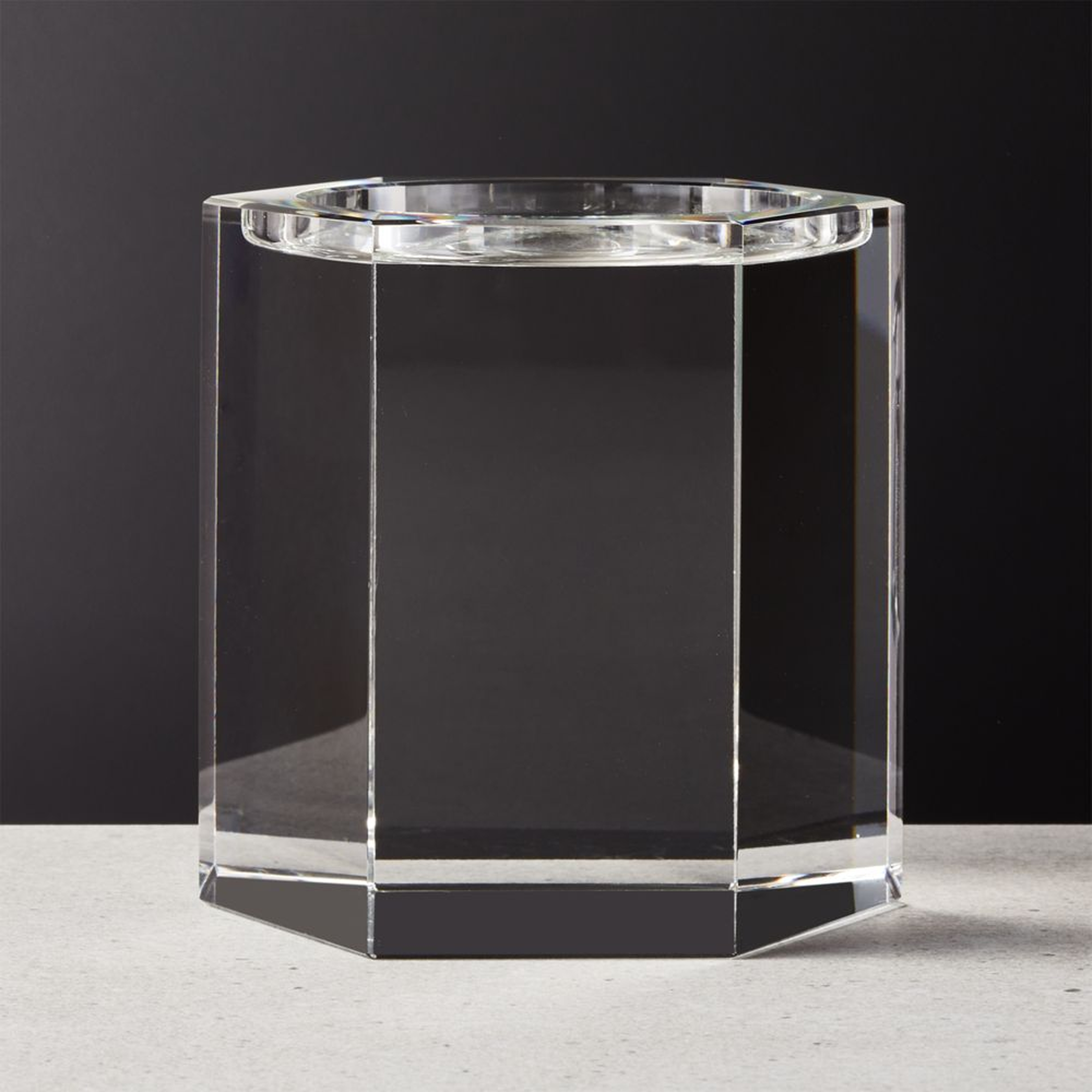 Hex Large Crystal Pillar Candle Holder - CB2