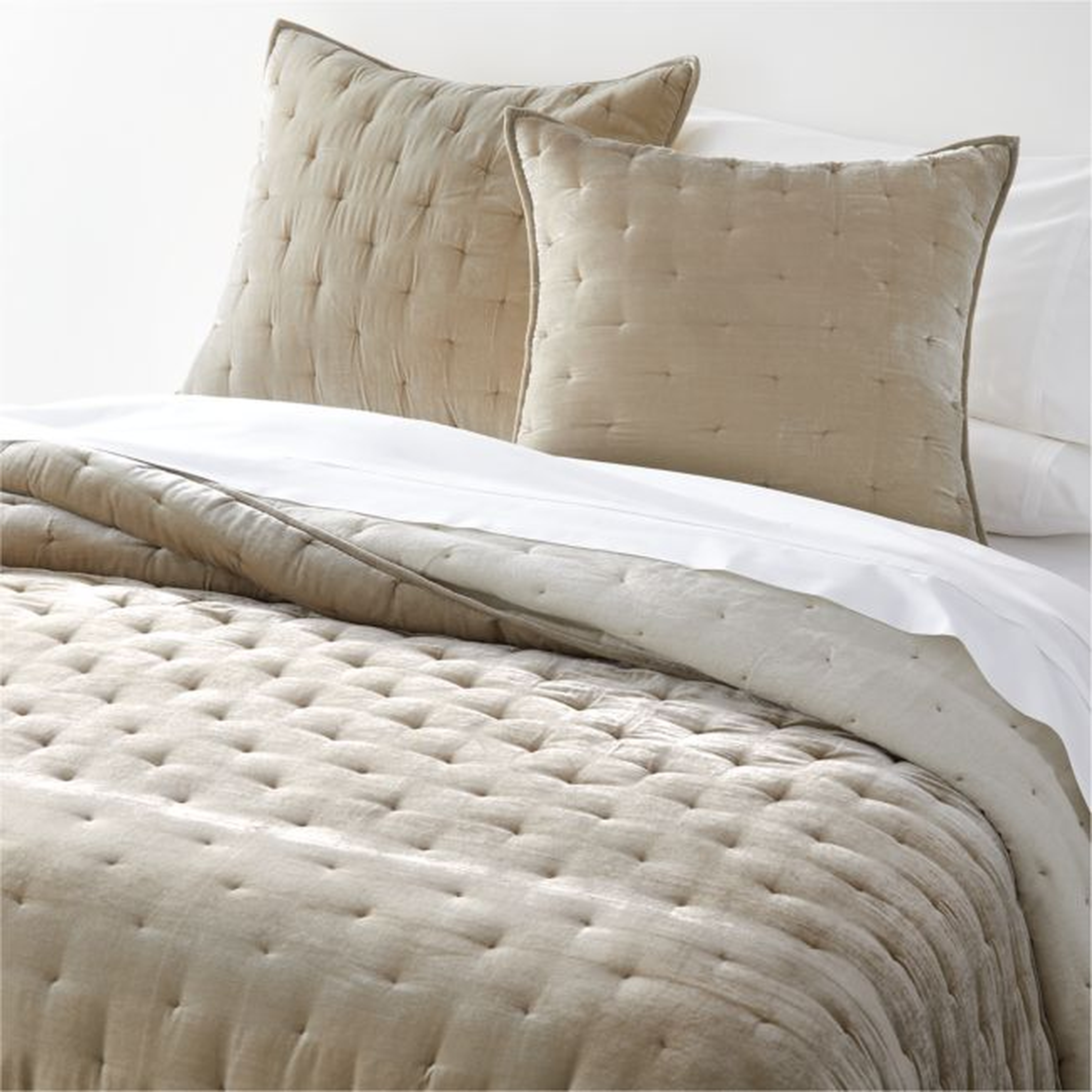 Juliet Dove Velvet King Quilt - Crate and Barrel