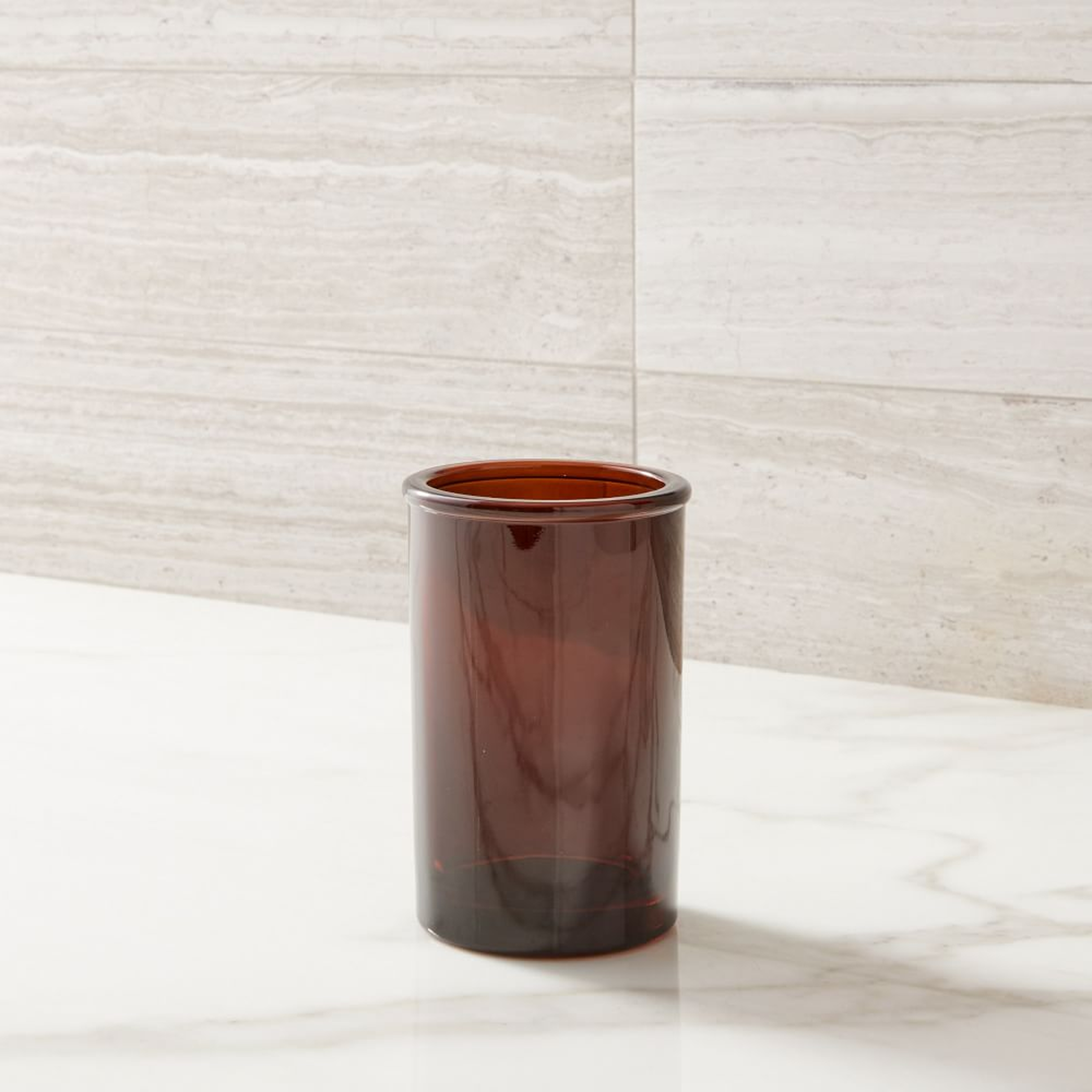 Apothecary Glass Bath Accessories, Amber, Toothbrush Holder - West Elm