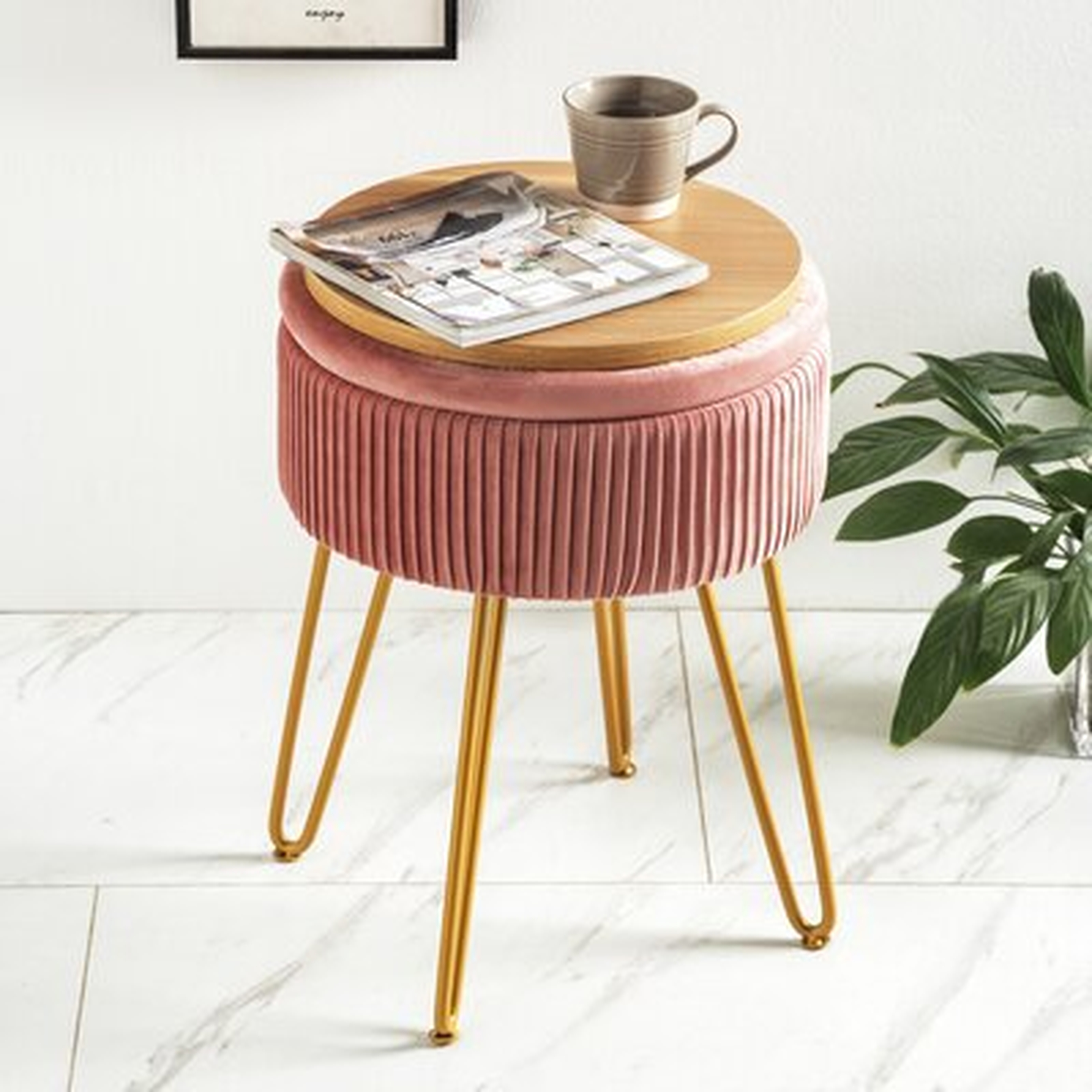 Marny 13" Wide Round Storage Ottoman - Wayfair