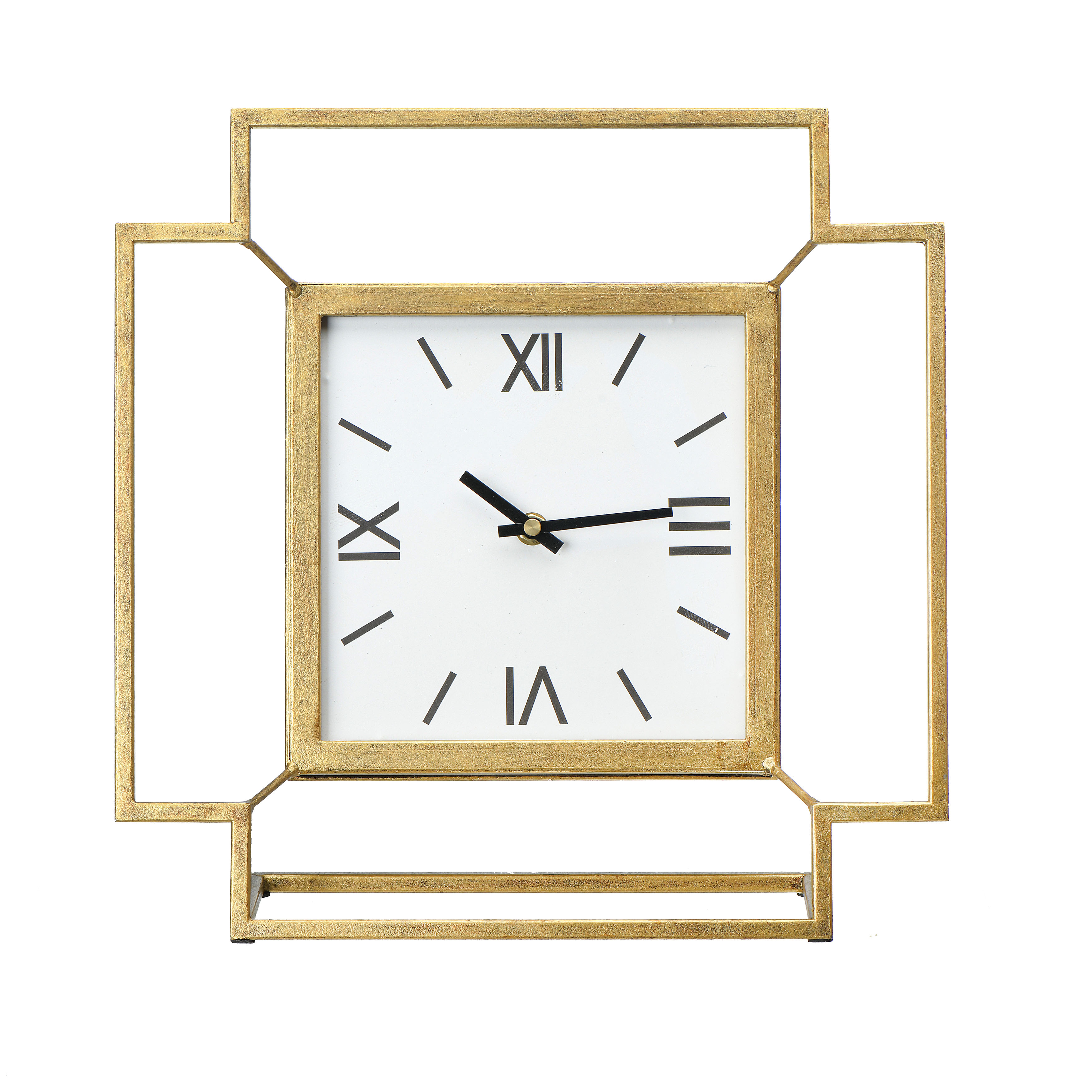 Antiqued Gold Square Mantel/Table Clock - Nomad Home