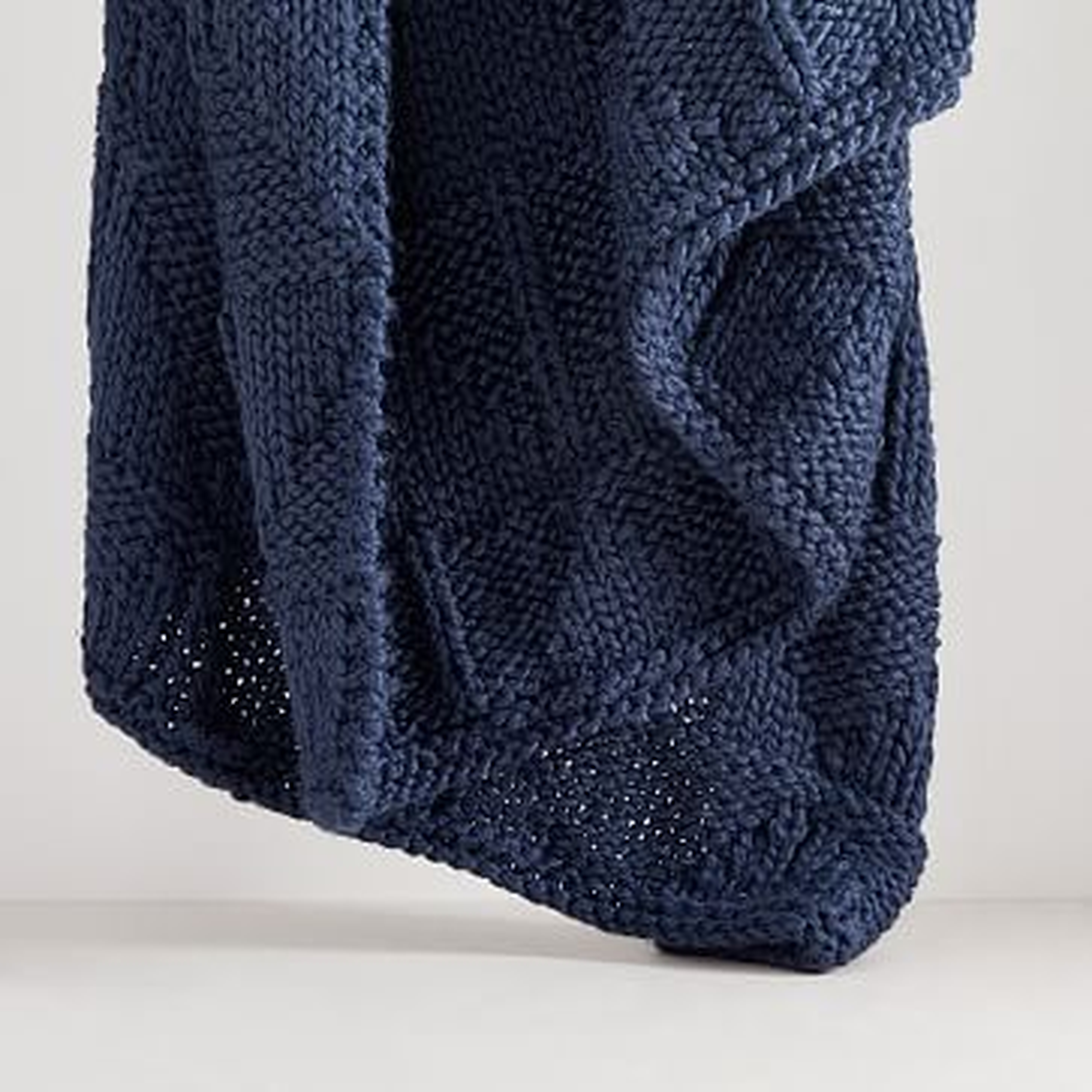 Fisherman Knit Throw, 50"x60", Midnight - West Elm